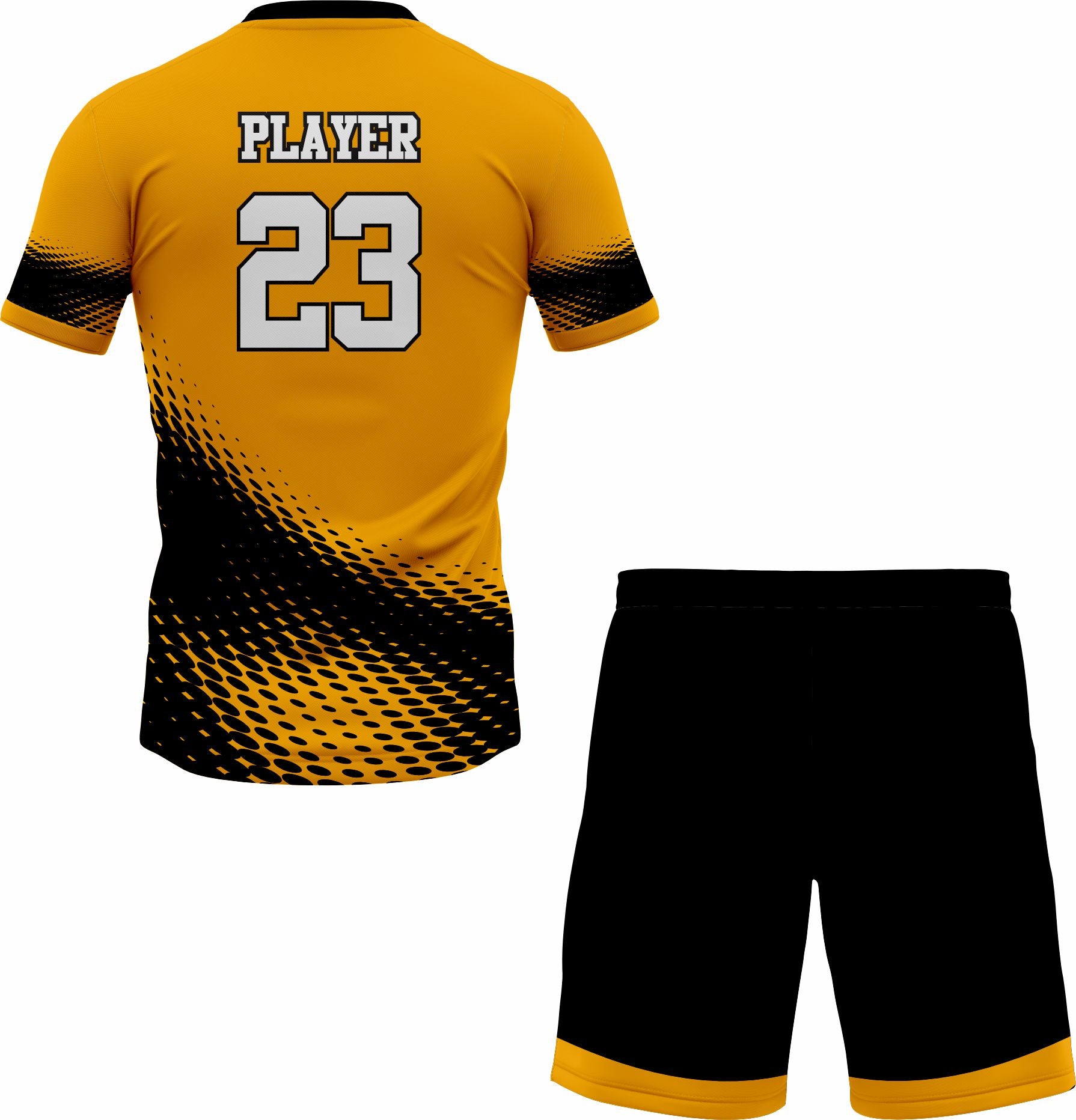 CUSTOM MUSTARD BLACK SOCCER UNIFORM