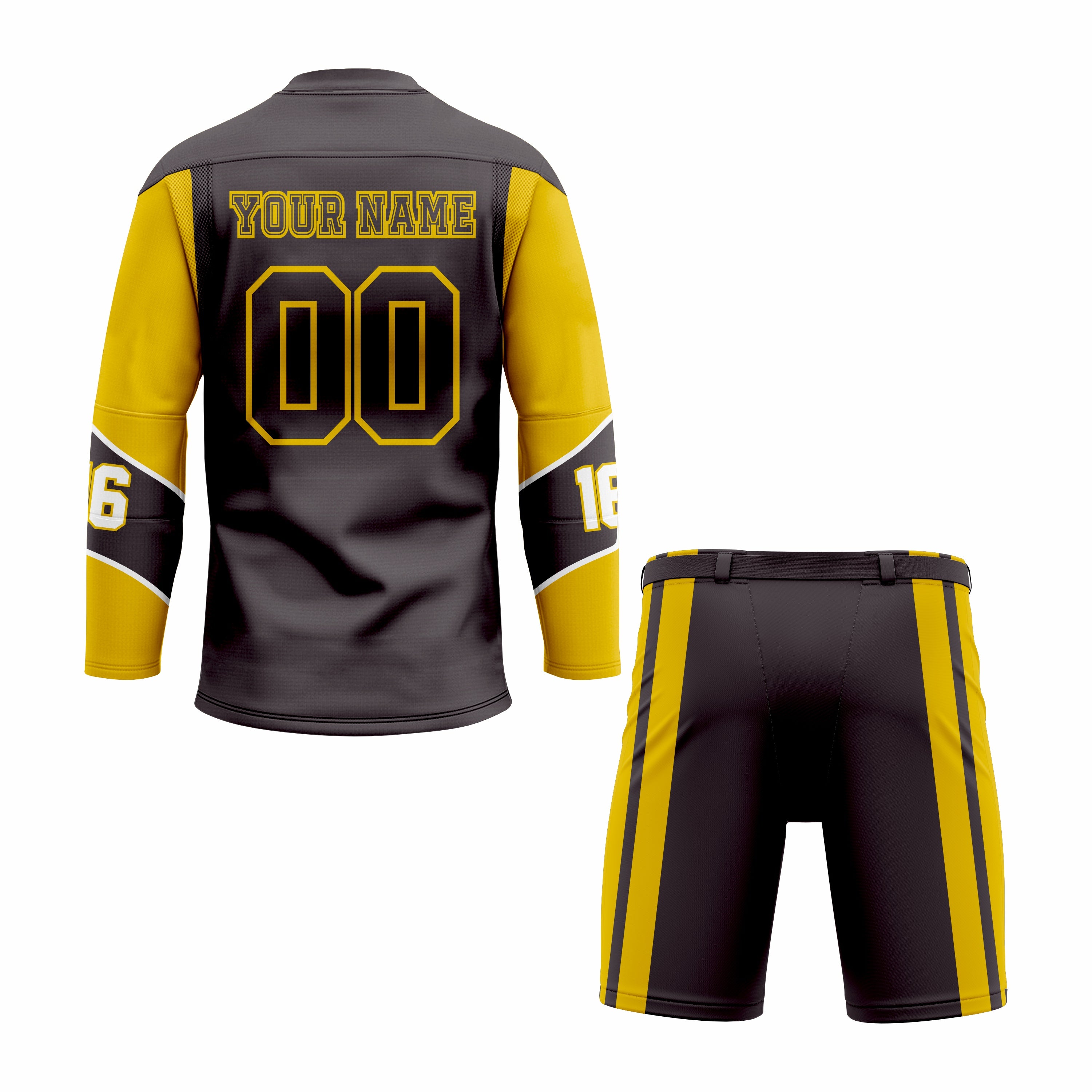 CUSTOM BLACK YELLOW HOCKEY UNIFORM