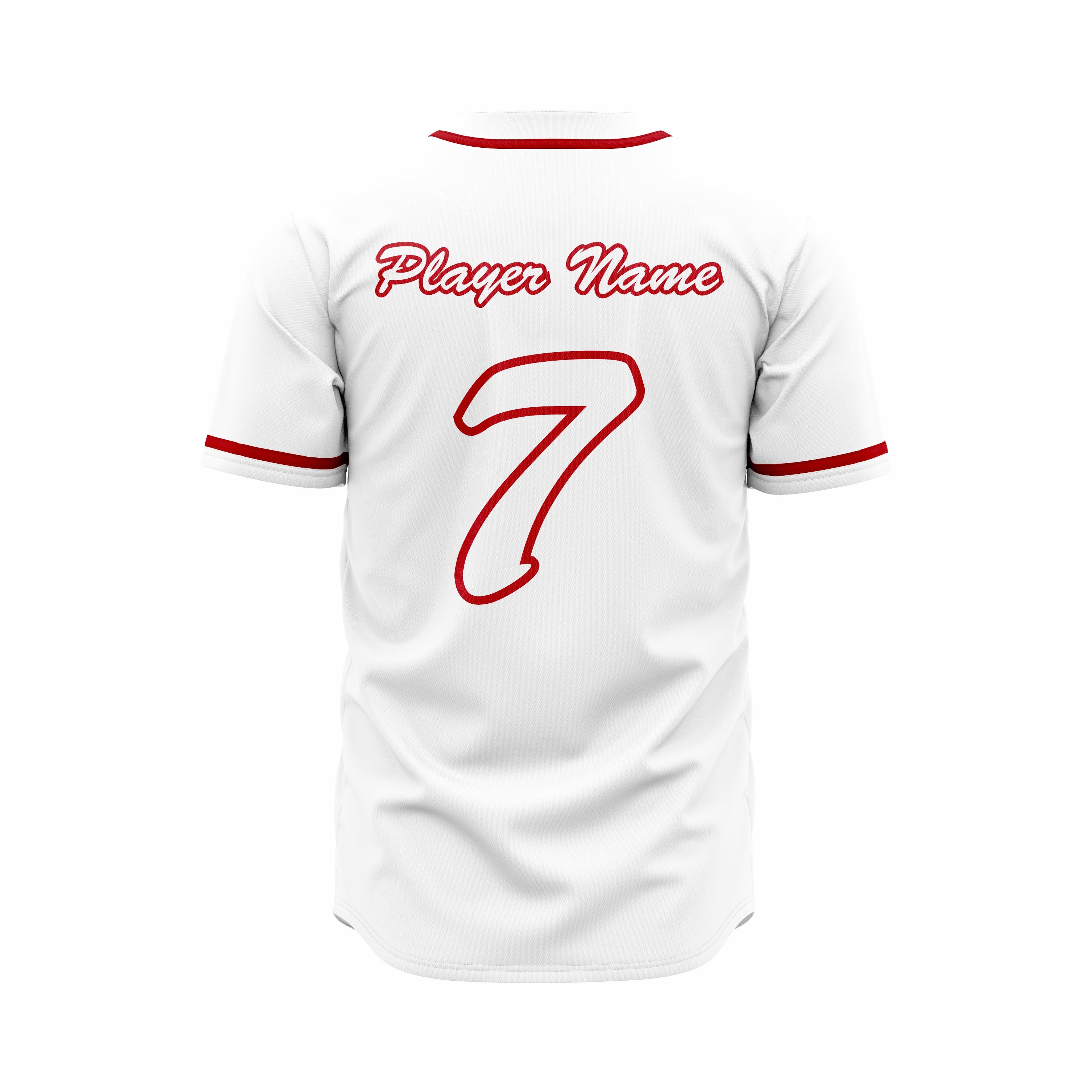 Custom White & Red Authentic Baseball full Buttons Jersey