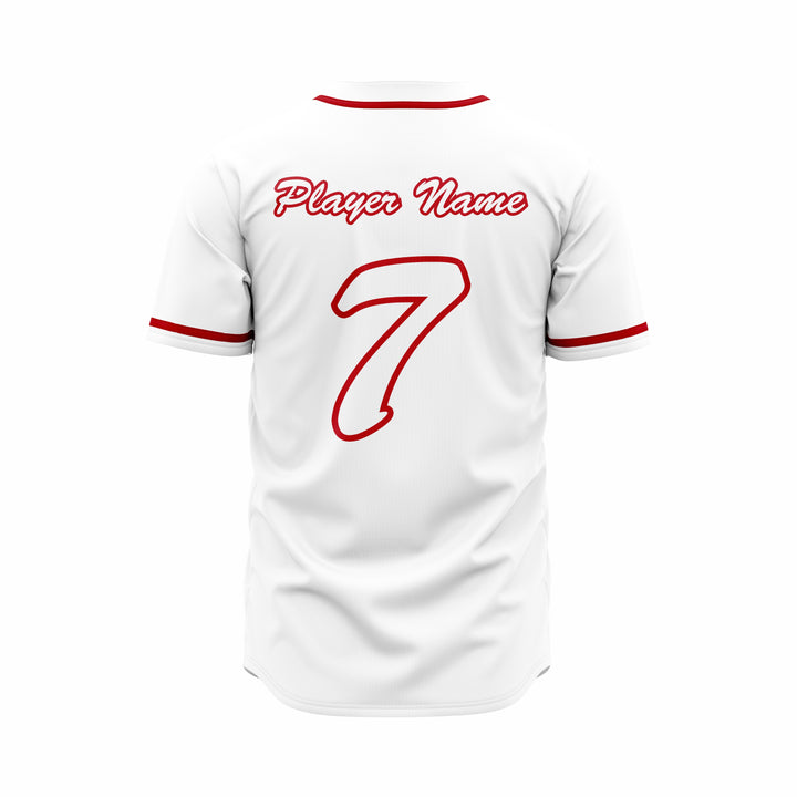 Custom White & Red Authentic Baseball full Buttons Jersey