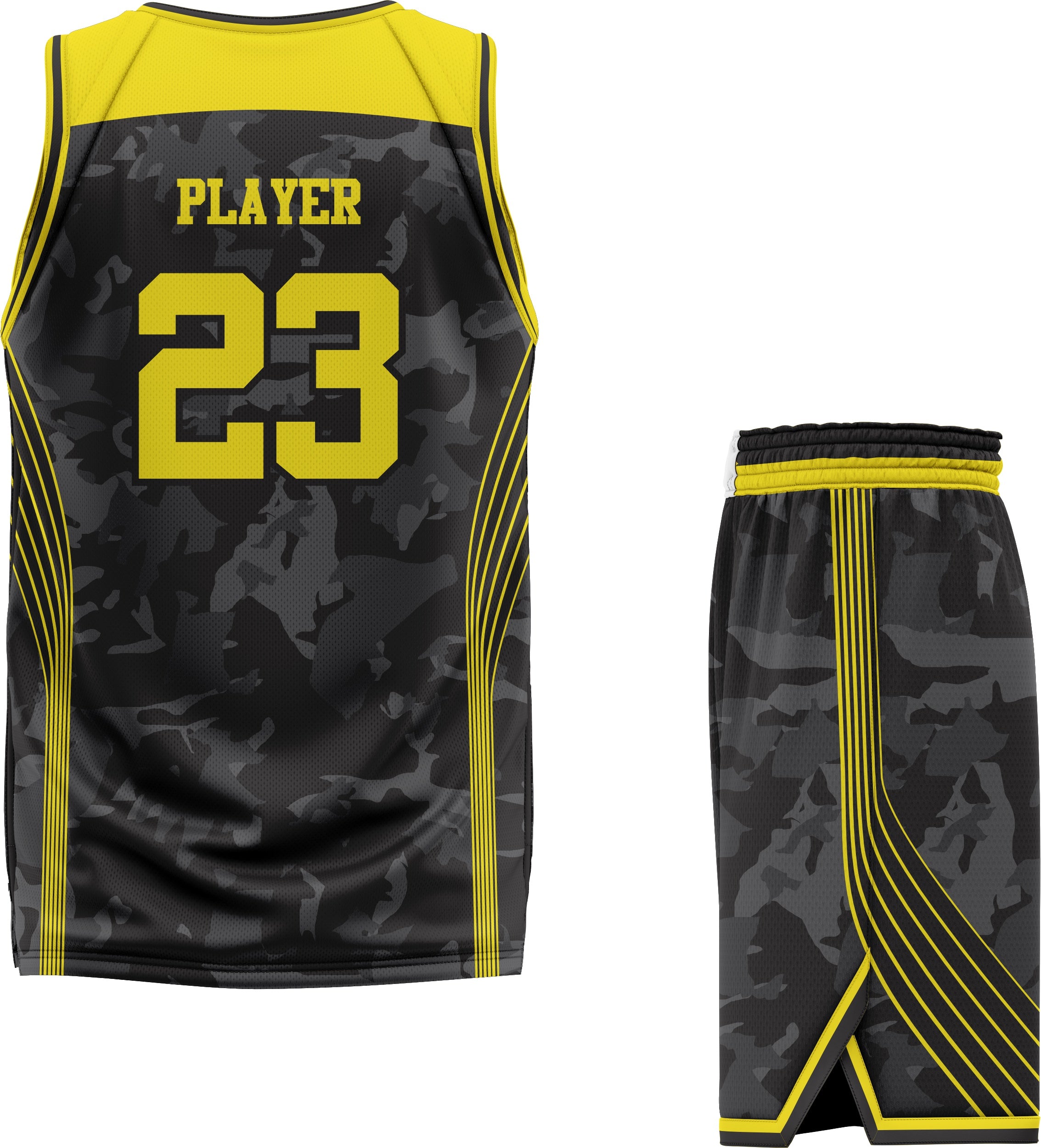 CUSTOM YELLOW BLACK BASKETBALL UNIFORM