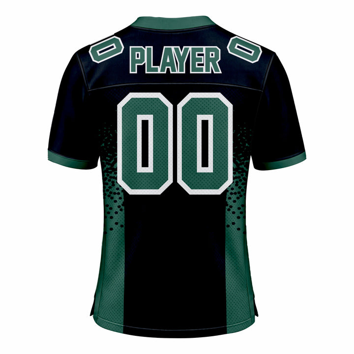 Custom Dark Blue & Green American Football Fan Jersey