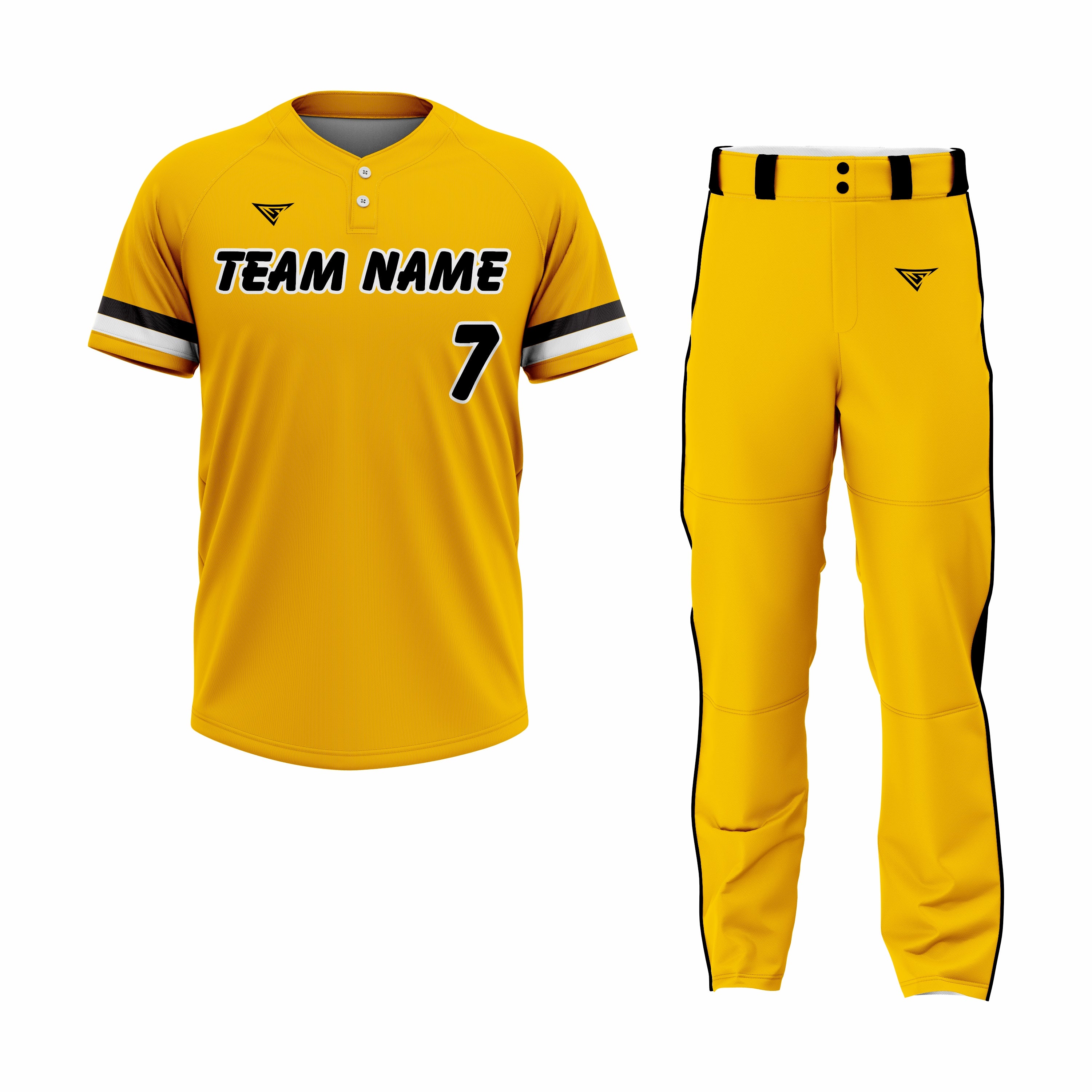 Custom Yellow, Black & White Authentic Softball Uniform