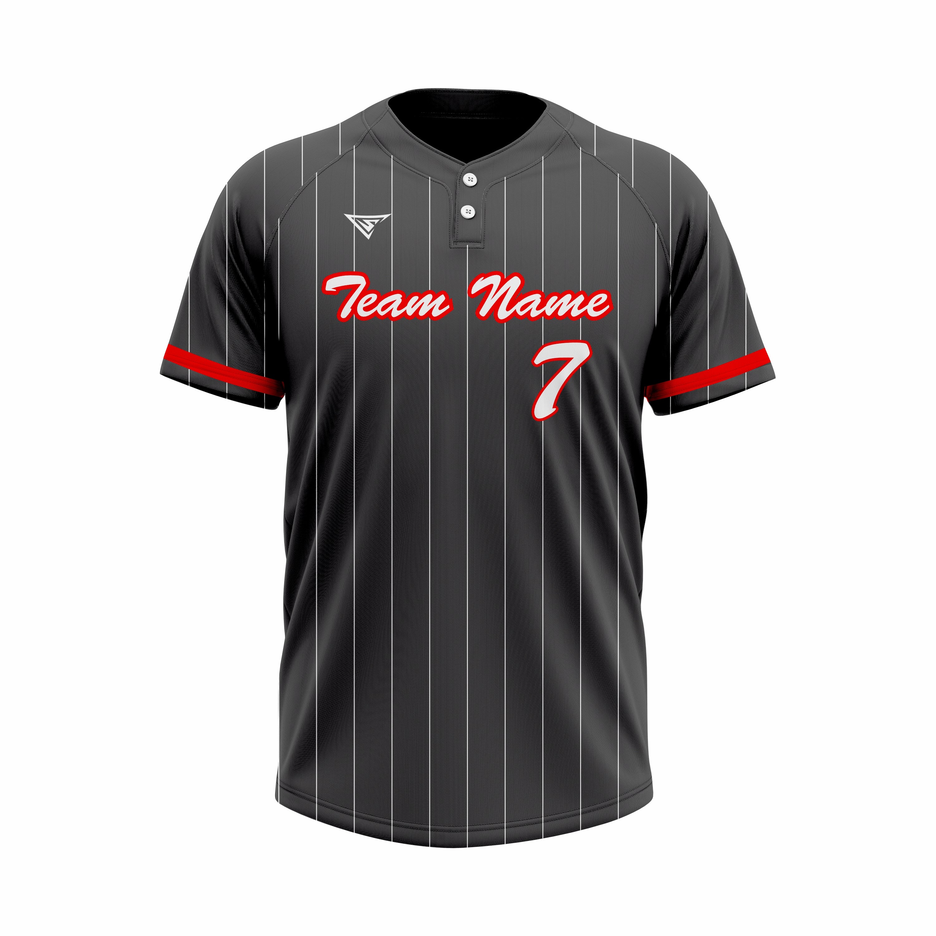 Custom Black & Red Authentic Baseball two Buttons Jersey