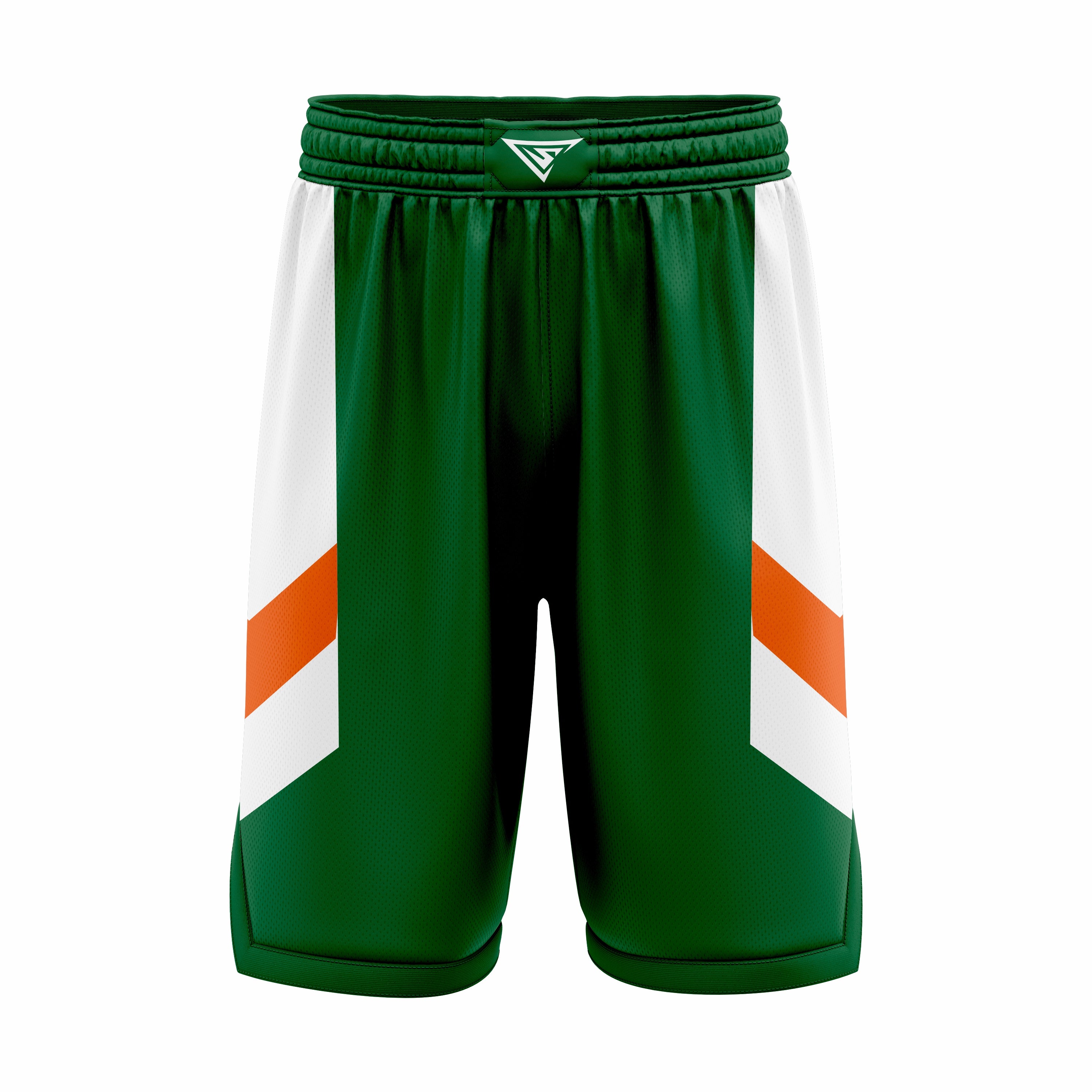Custom Green, Orange & White Authentic Basketball Shorts