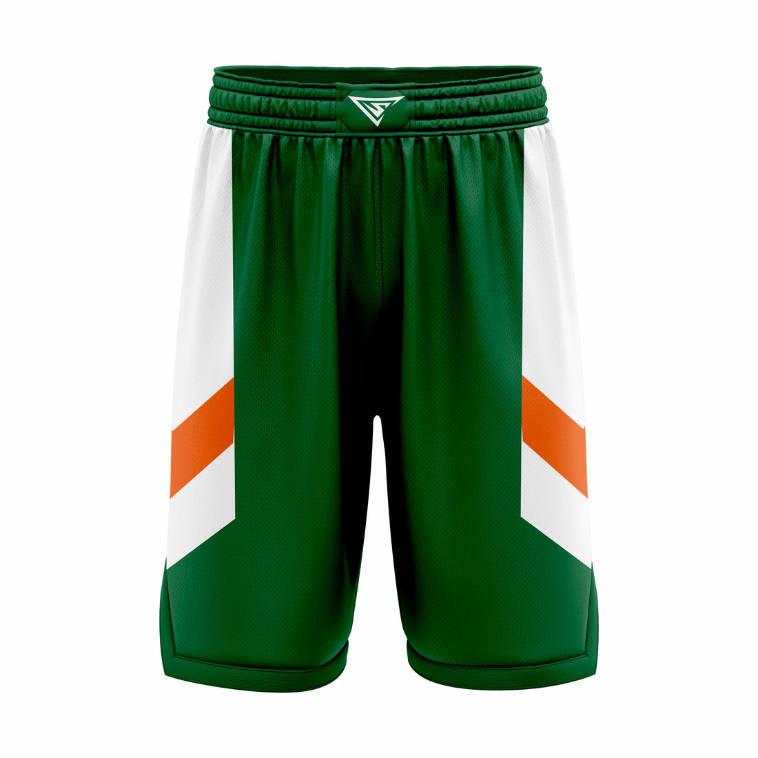 Custom Green, Orange & White Authentic Basketball Shorts
