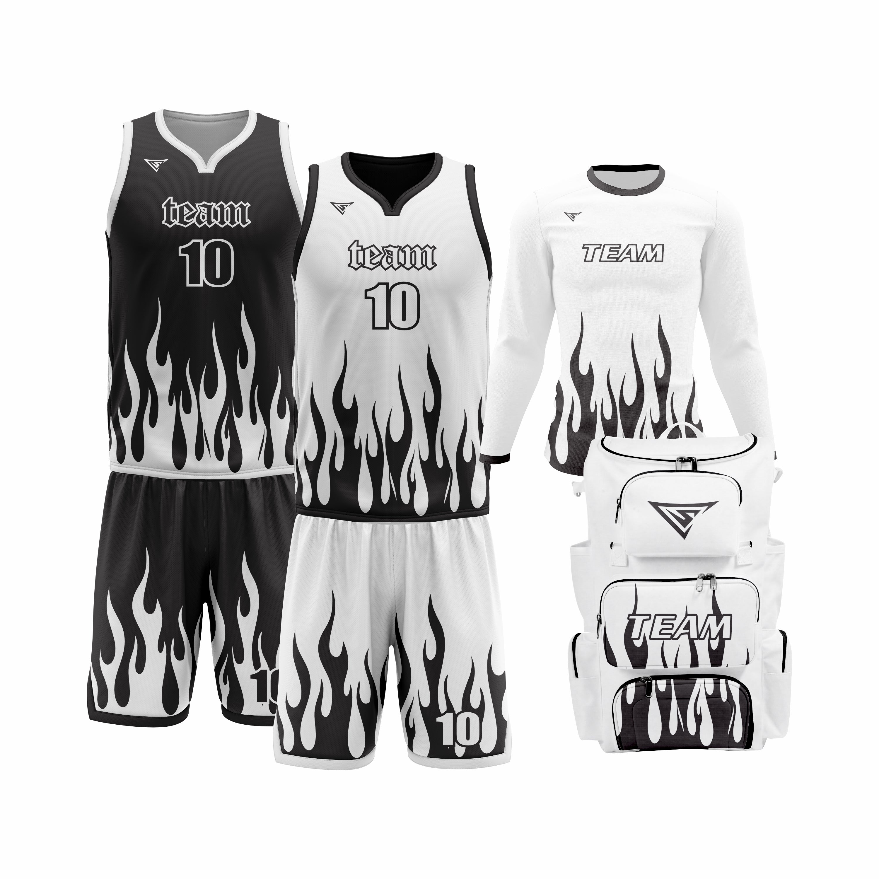 Custom White Black Basketball Team Uniform Package - All-Star