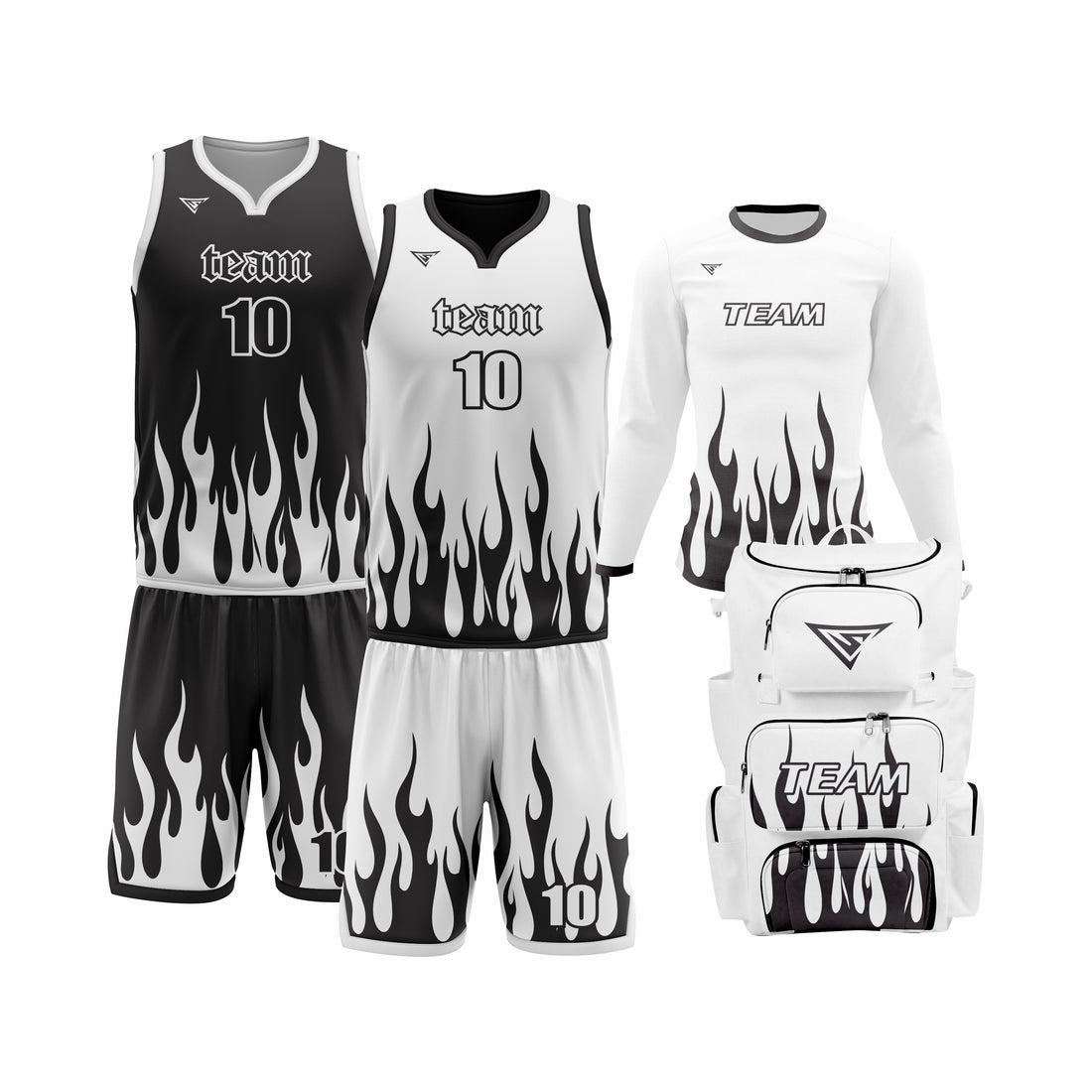 Custom White Black Basketball Team Uniform Package - All-Star