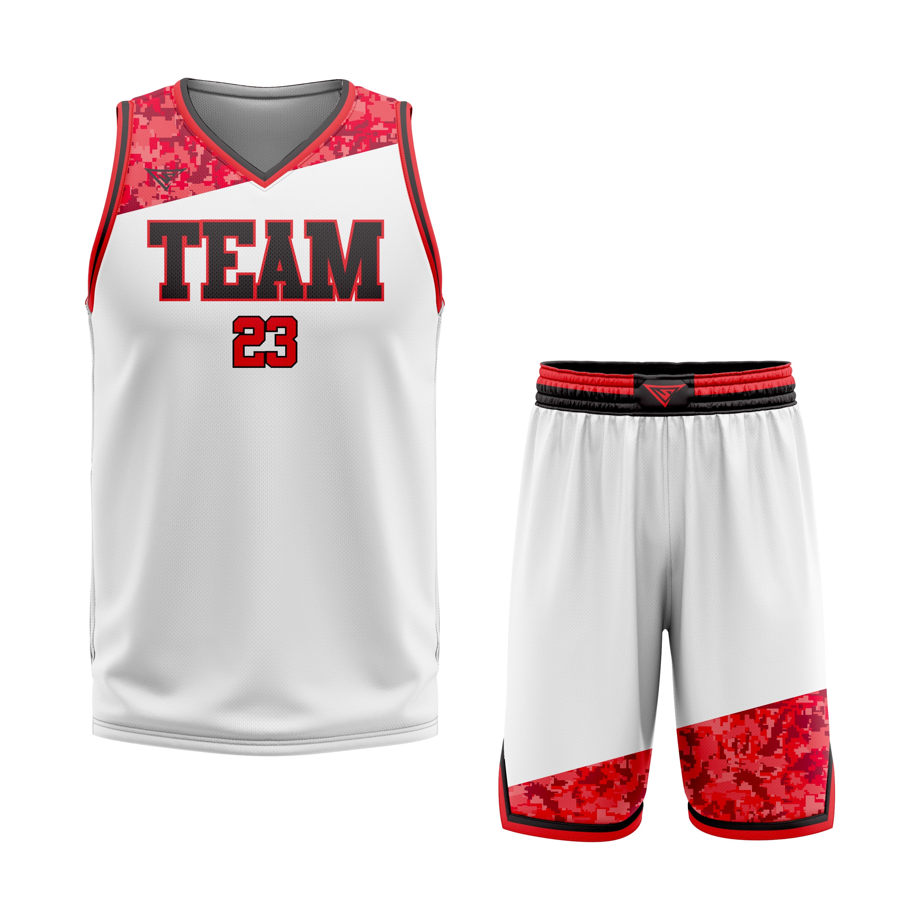 CUSTOM WHITE RED BASKETBALL UNIFORM