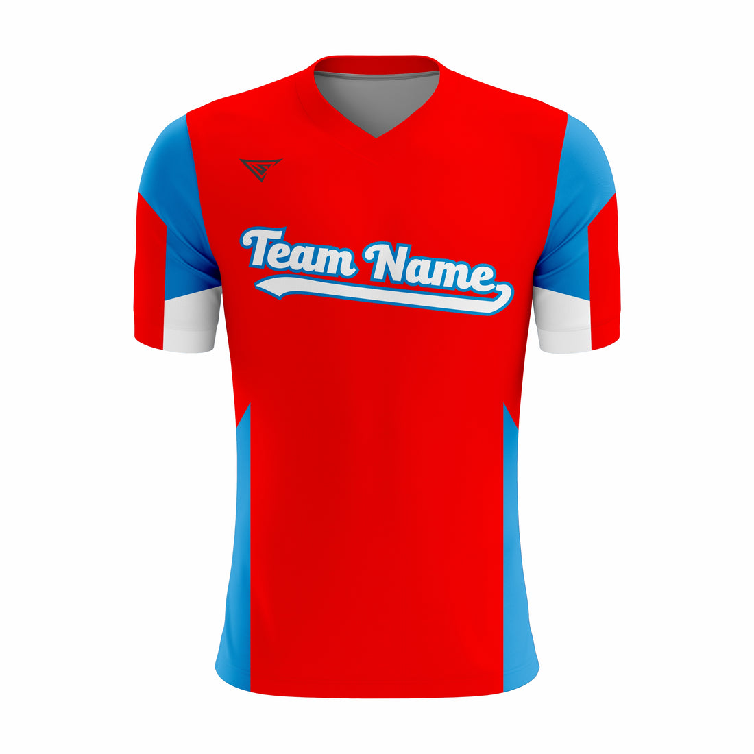 Custom Red, Blue & White V-Neck Softball Jerseys