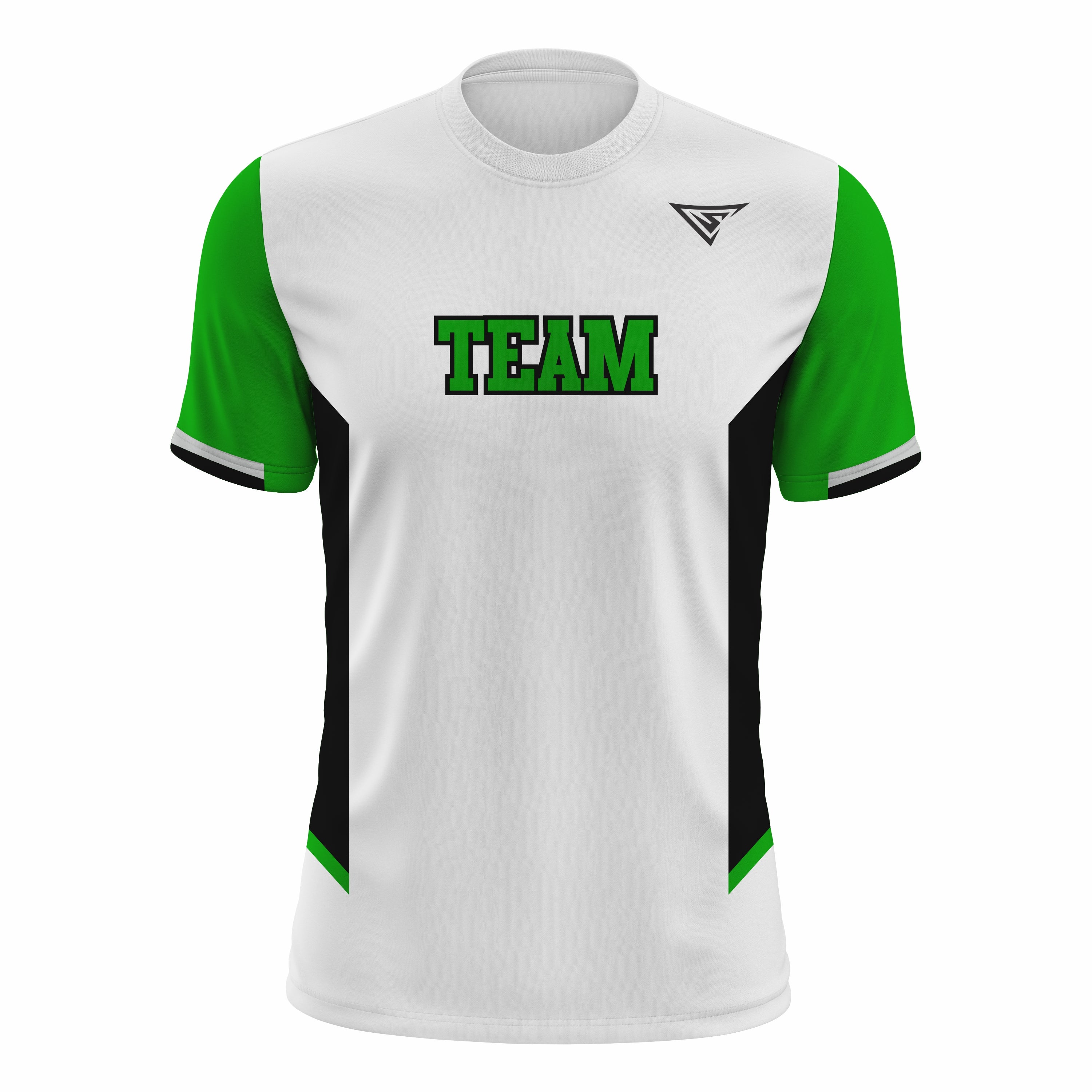 Custom White, Green & Black Crew Neck Softball Jerseys