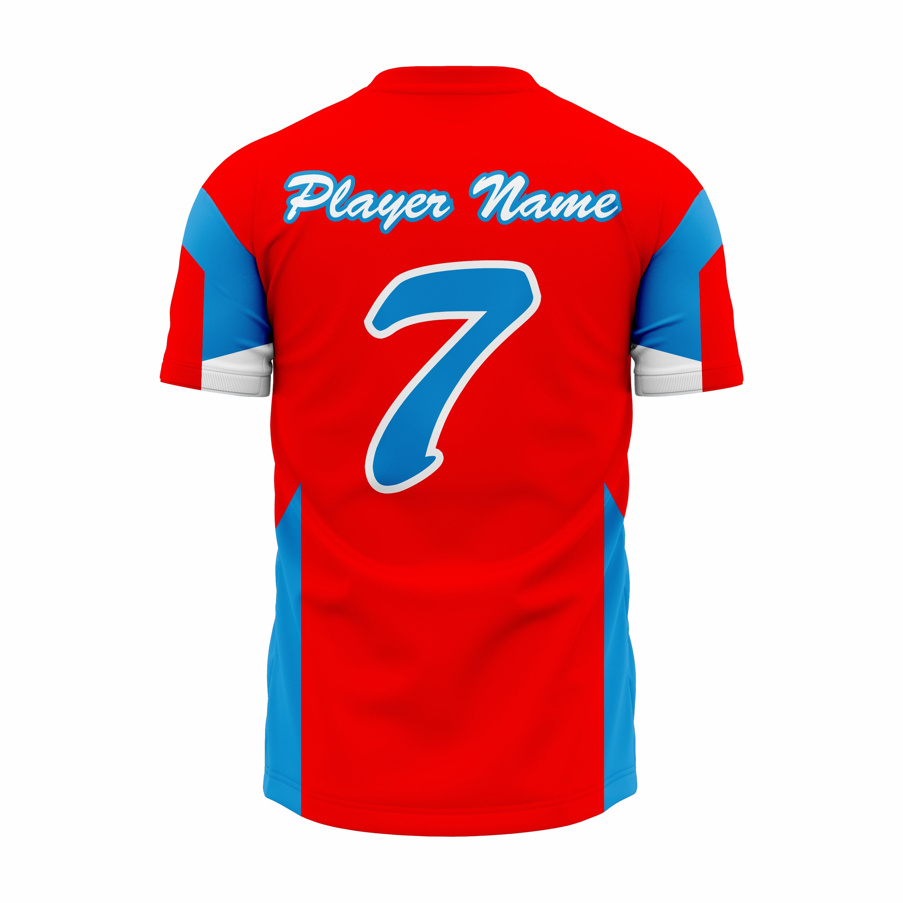 Custom Red, Blue & White V-Neck Softball Jerseys