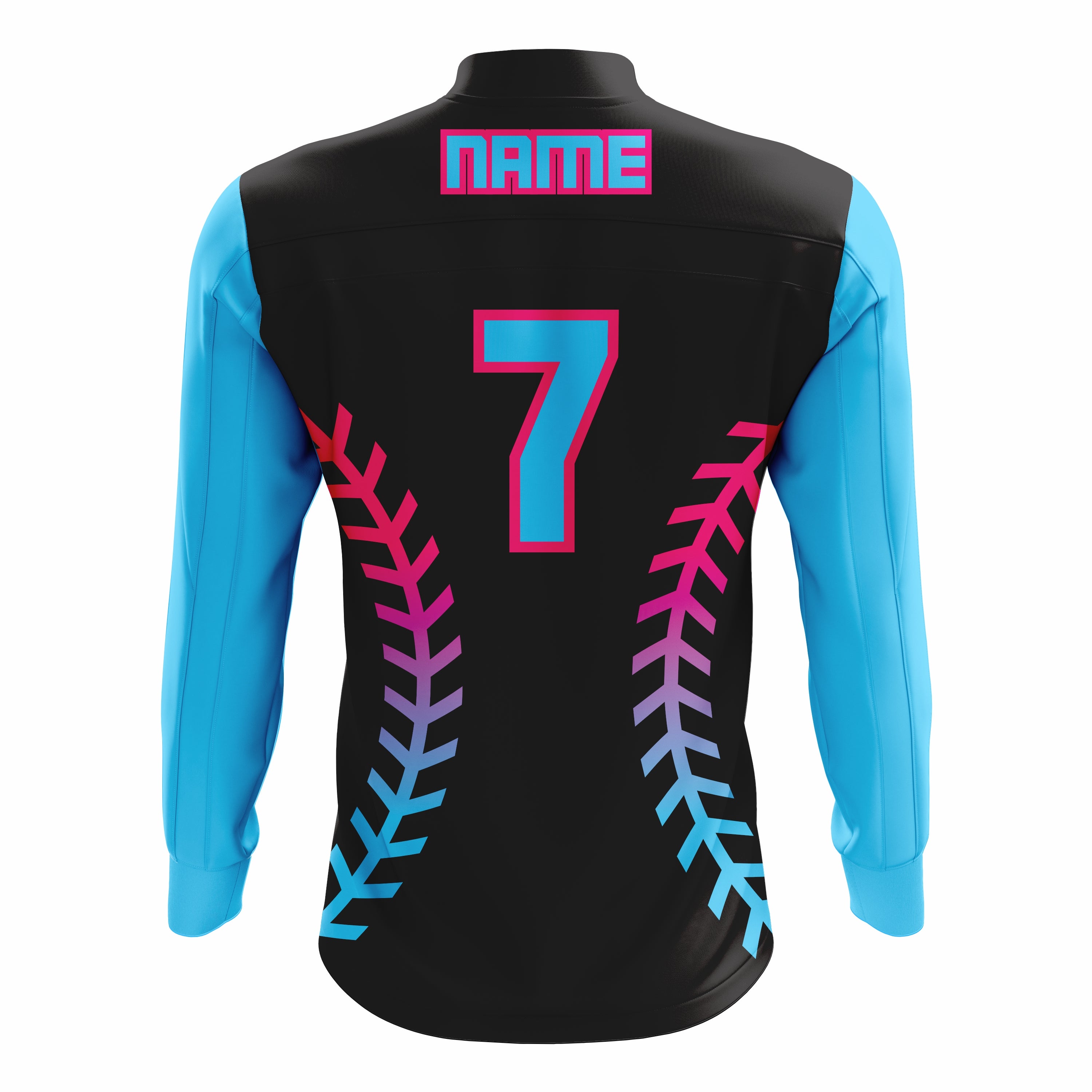 Custom Black, Cyan & Red ¼ ZIP LONG SLEEVE WARM UP SOFTBALL JACKET