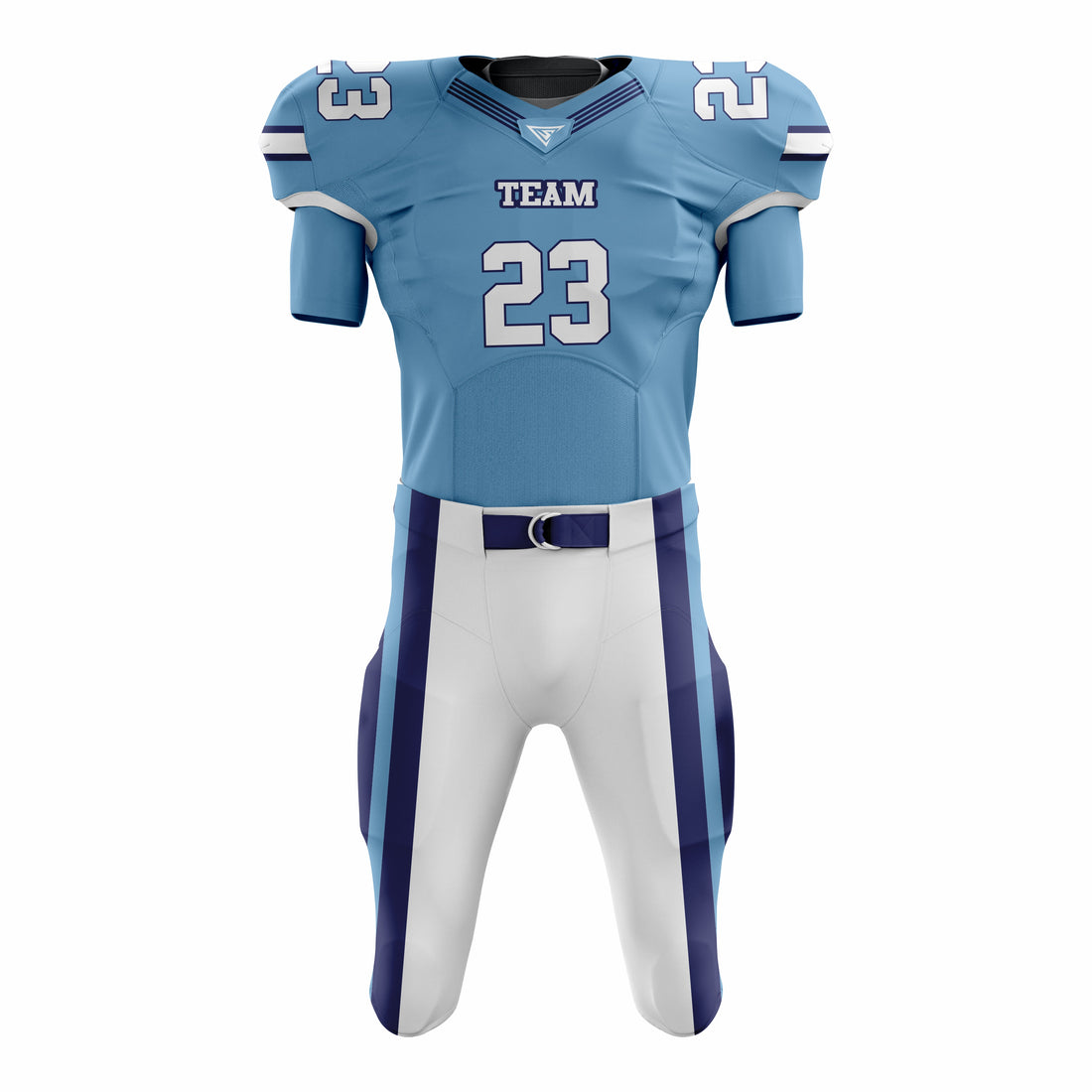 Custom Blue White American Football Uniforms with Integrated Pads