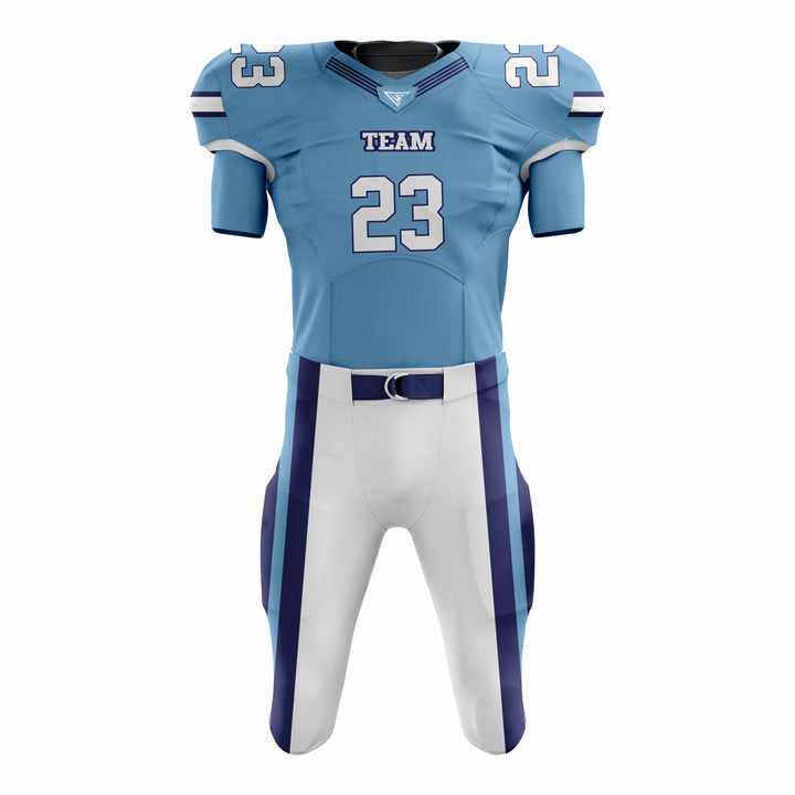 Custom Blue White American Football Uniforms with Integrated Pads