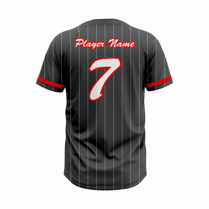 Custom Black & Red Authentic Baseball two Buttons Jersey