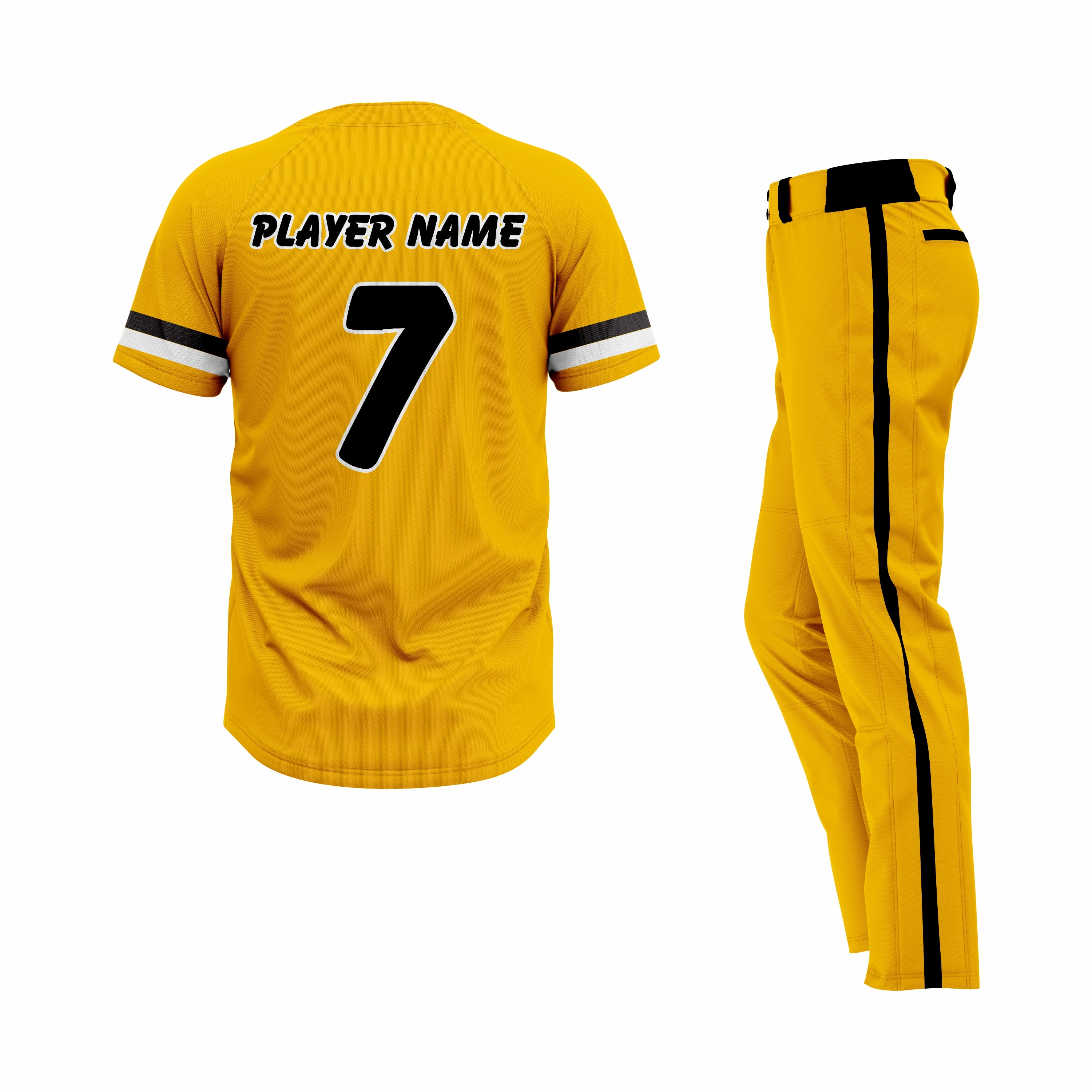 Custom Yellow, Black & White Authentic Softball Uniform
