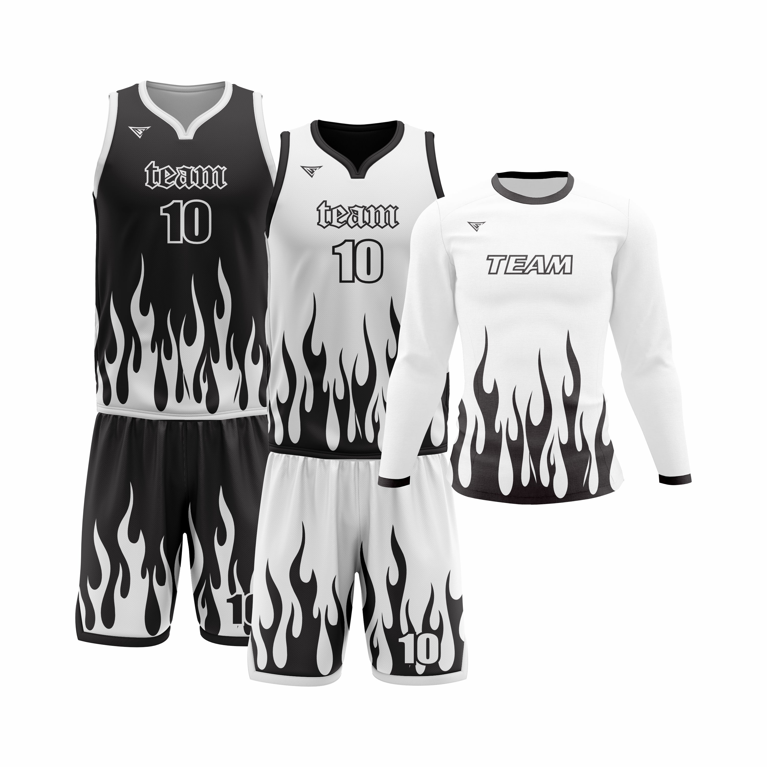 Custom White Black Basketball Team Uniform Package - Pro