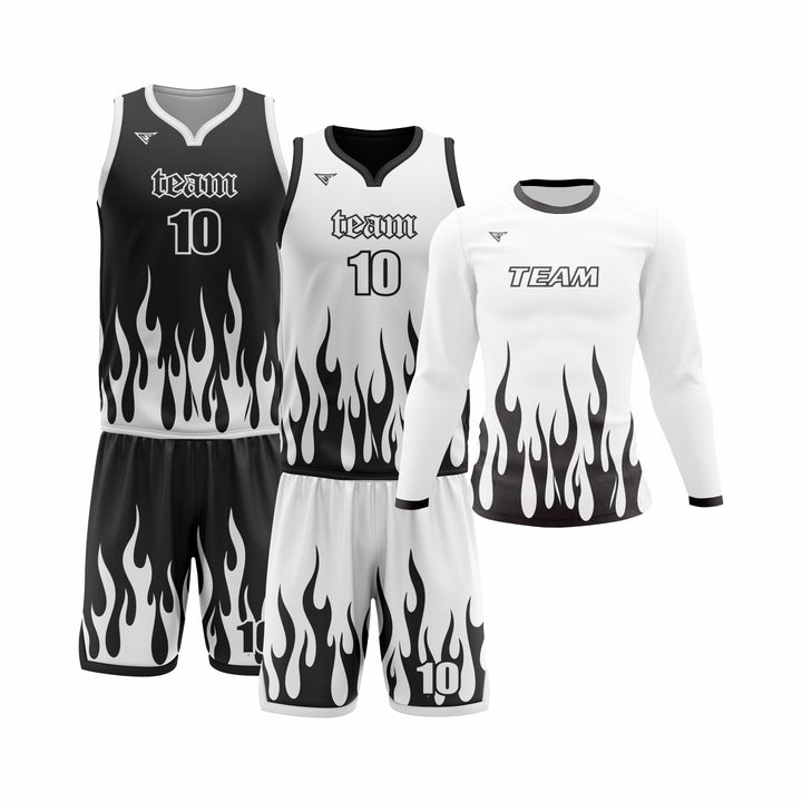 Custom White Black Basketball Team Uniform Package - Pro