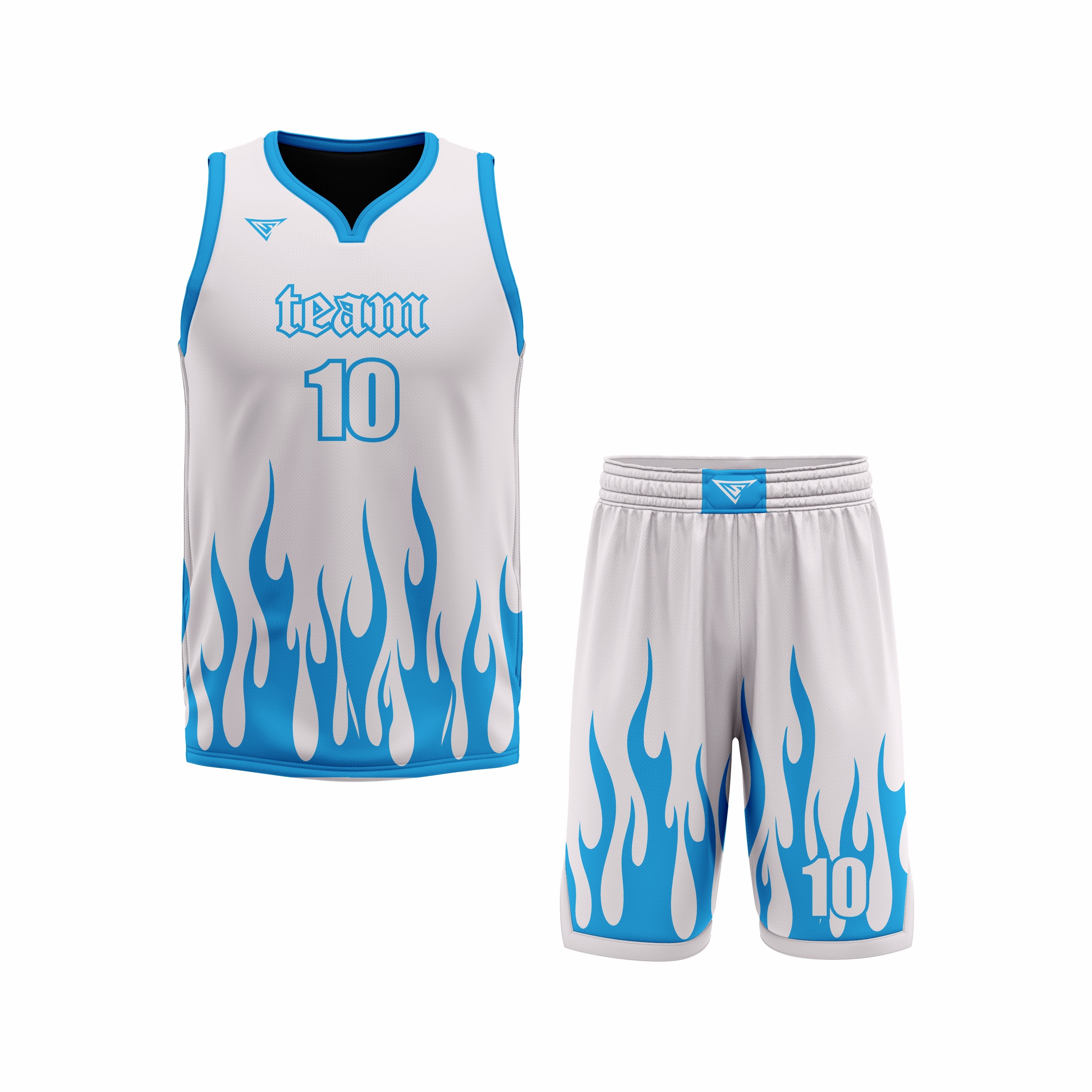 CUSTOM BLUE WHITE BASKETBALL UNIFORM