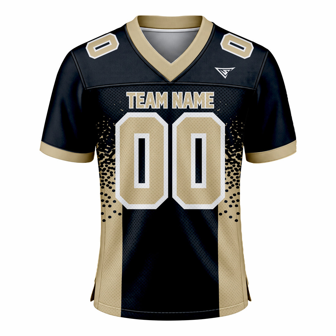 Custom Dark Blue & Muted Gold American Football Fan Jersey