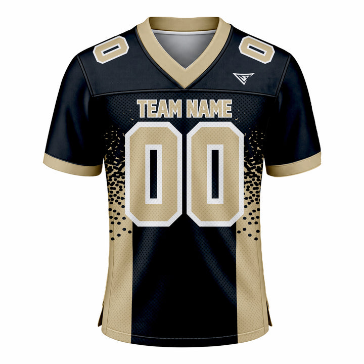 Custom Dark Blue & Muted Gold American Football Fan Jersey