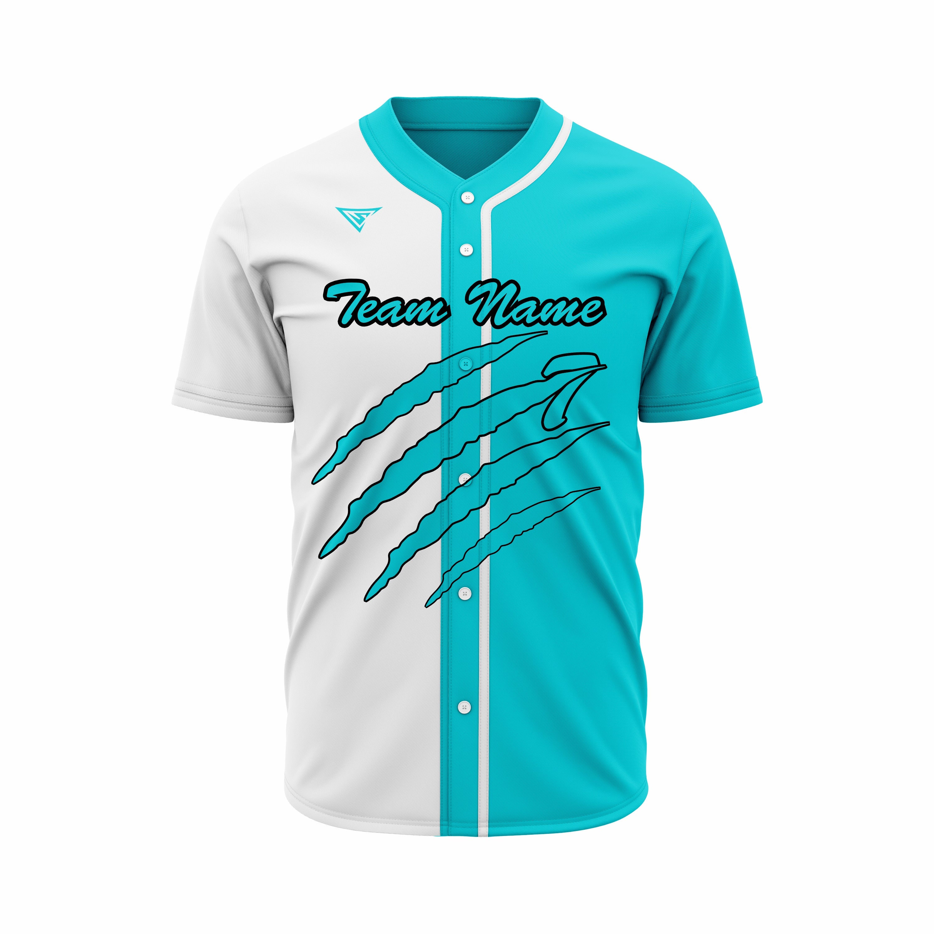 Custom White & Cyan Authentic Baseball full Buttons Jersey