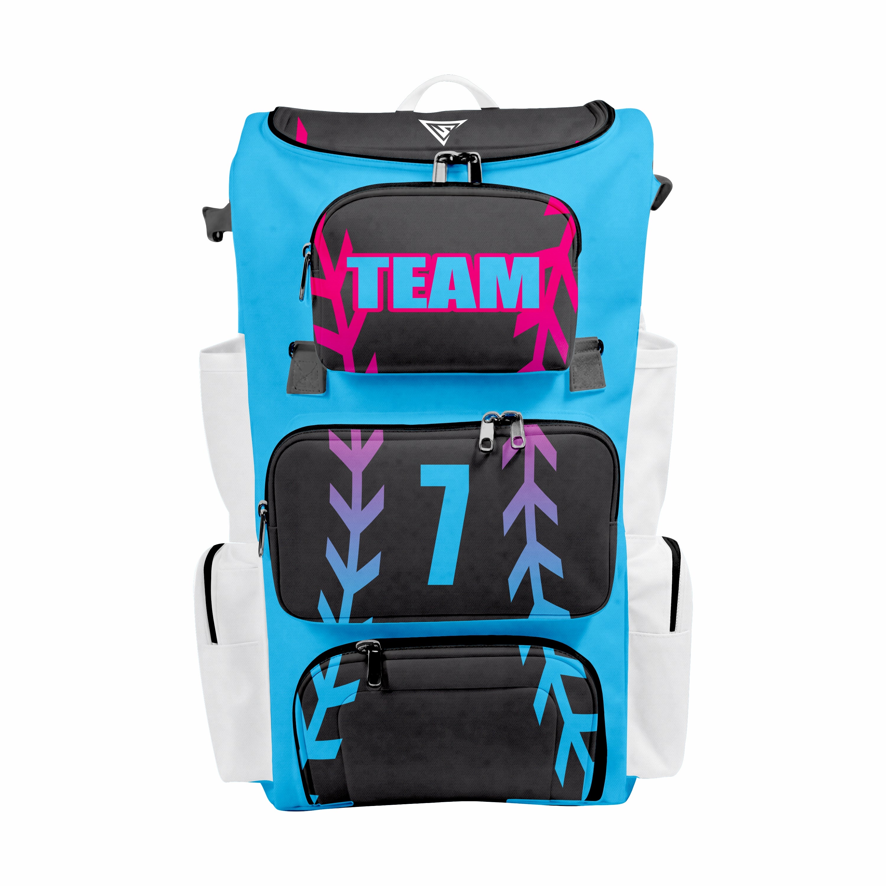 CUSTOM BLUE, RED & WHITE ELITE BASEBALL/SOFTBALL BACKPACKS