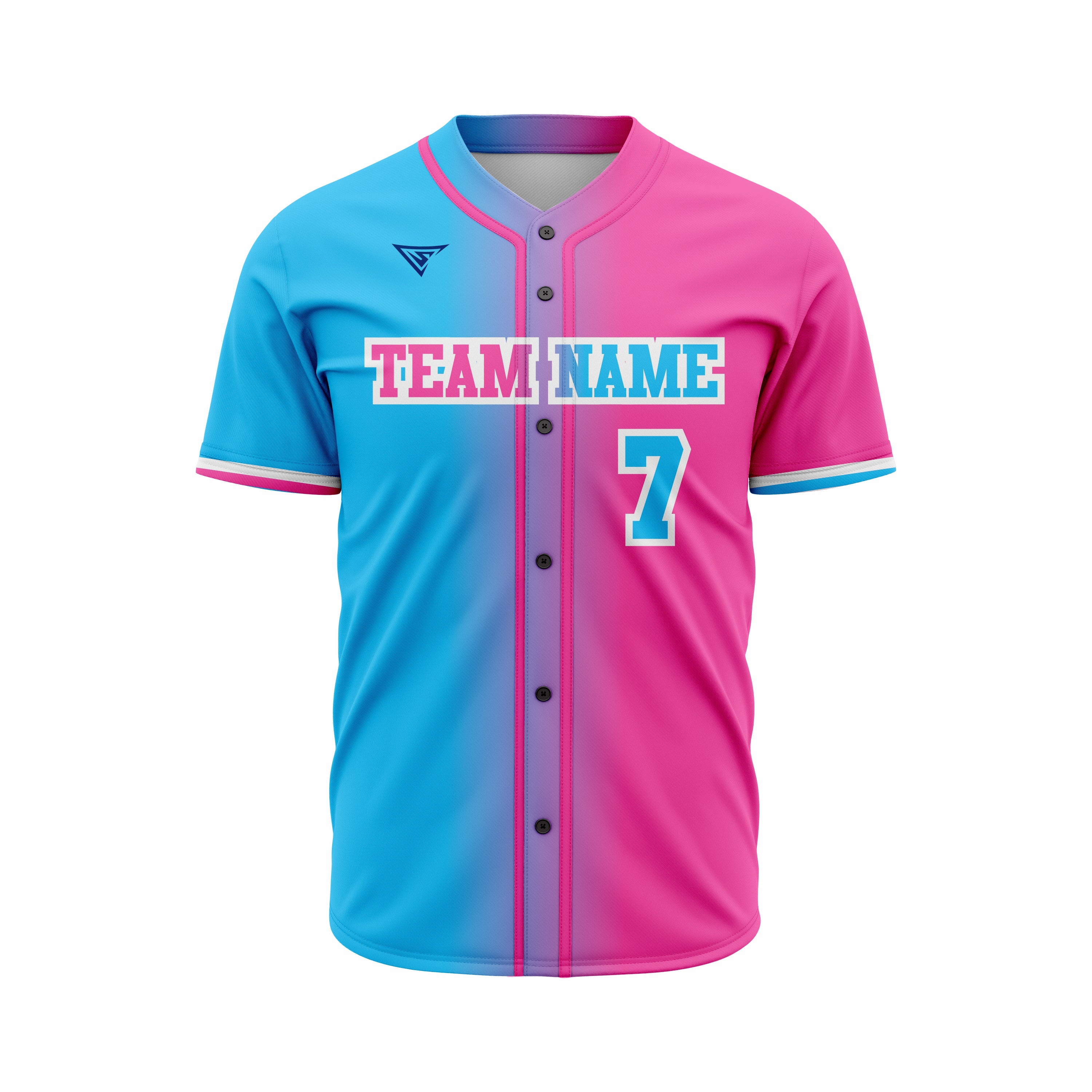 Custom Blue & Pink Authentic Softball full Buttons Jersey