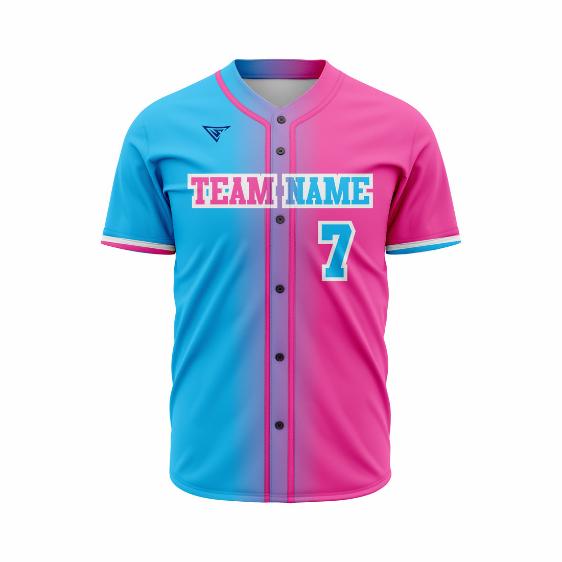 Custom Blue & Pink Authentic Softball full Buttons Jersey