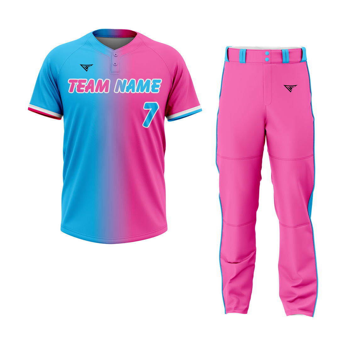 Custom Blue & Pink Authentic Softball Uniform