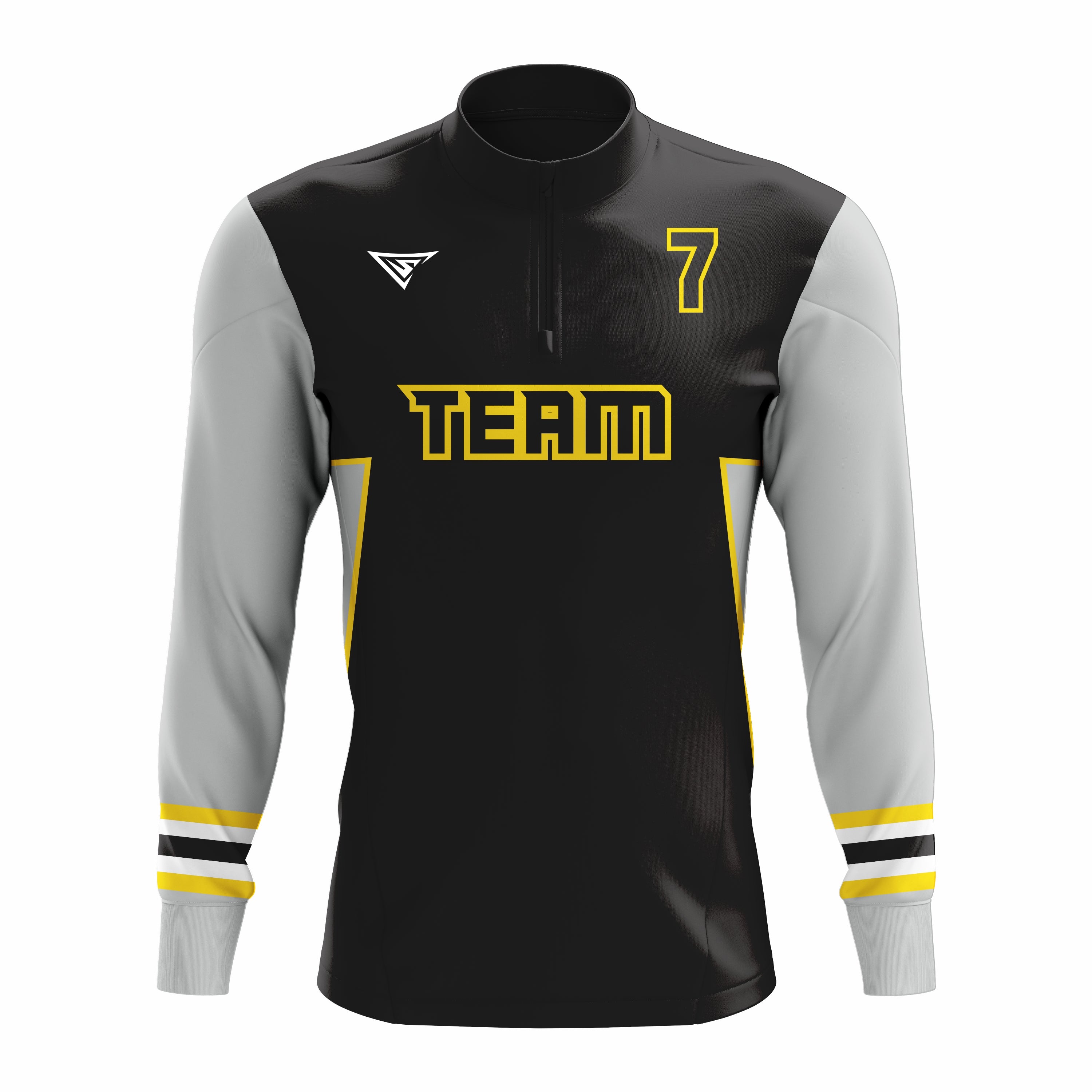 Custom Black, Grey & Yellow ¼ ZIP LONG SLEEVE WARM UP SOFTBALL JACKET