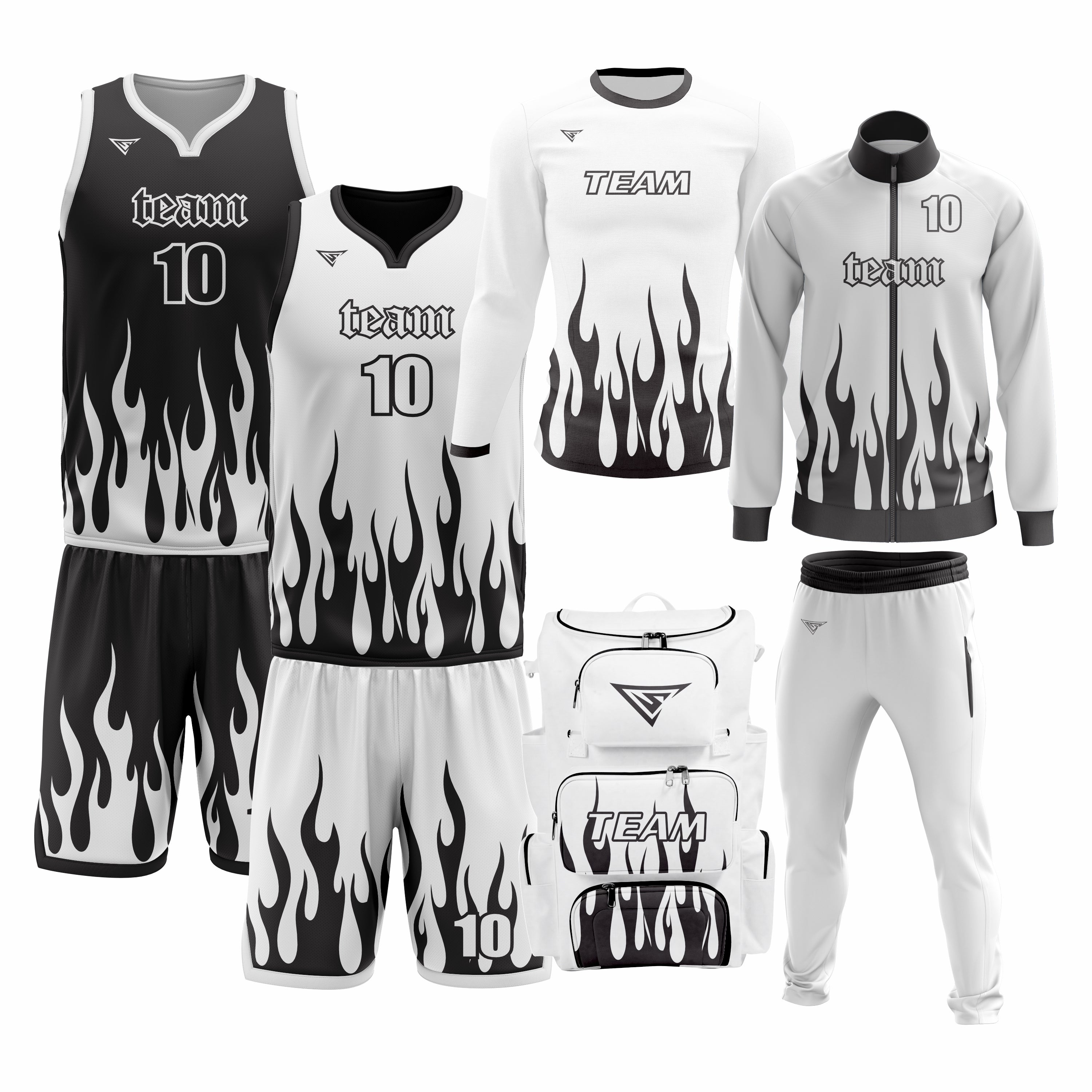 Custom White Black Basketball Team Uniform Package - MVP