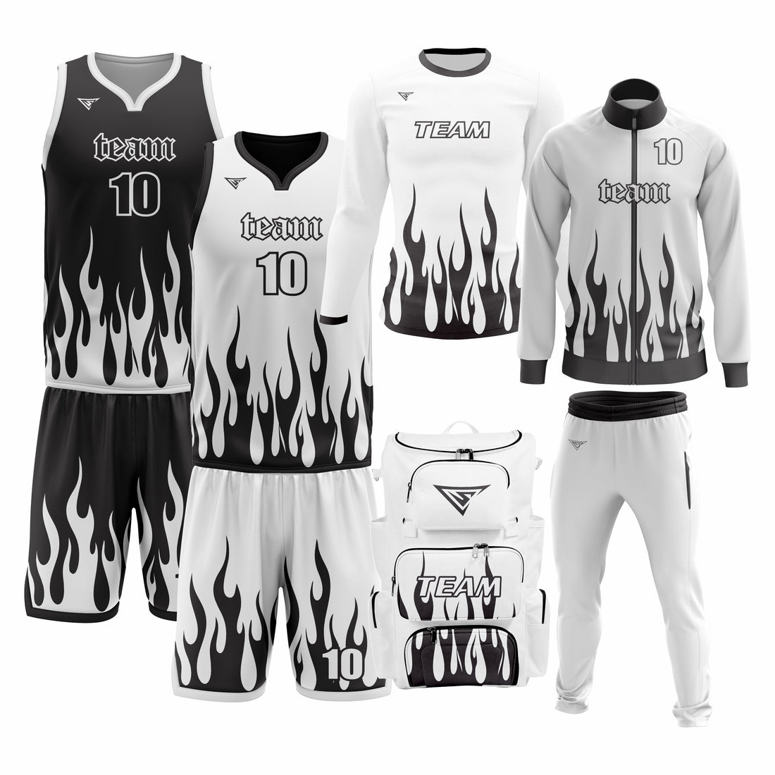 Custom White Black Basketball Team Uniform Package - MVP