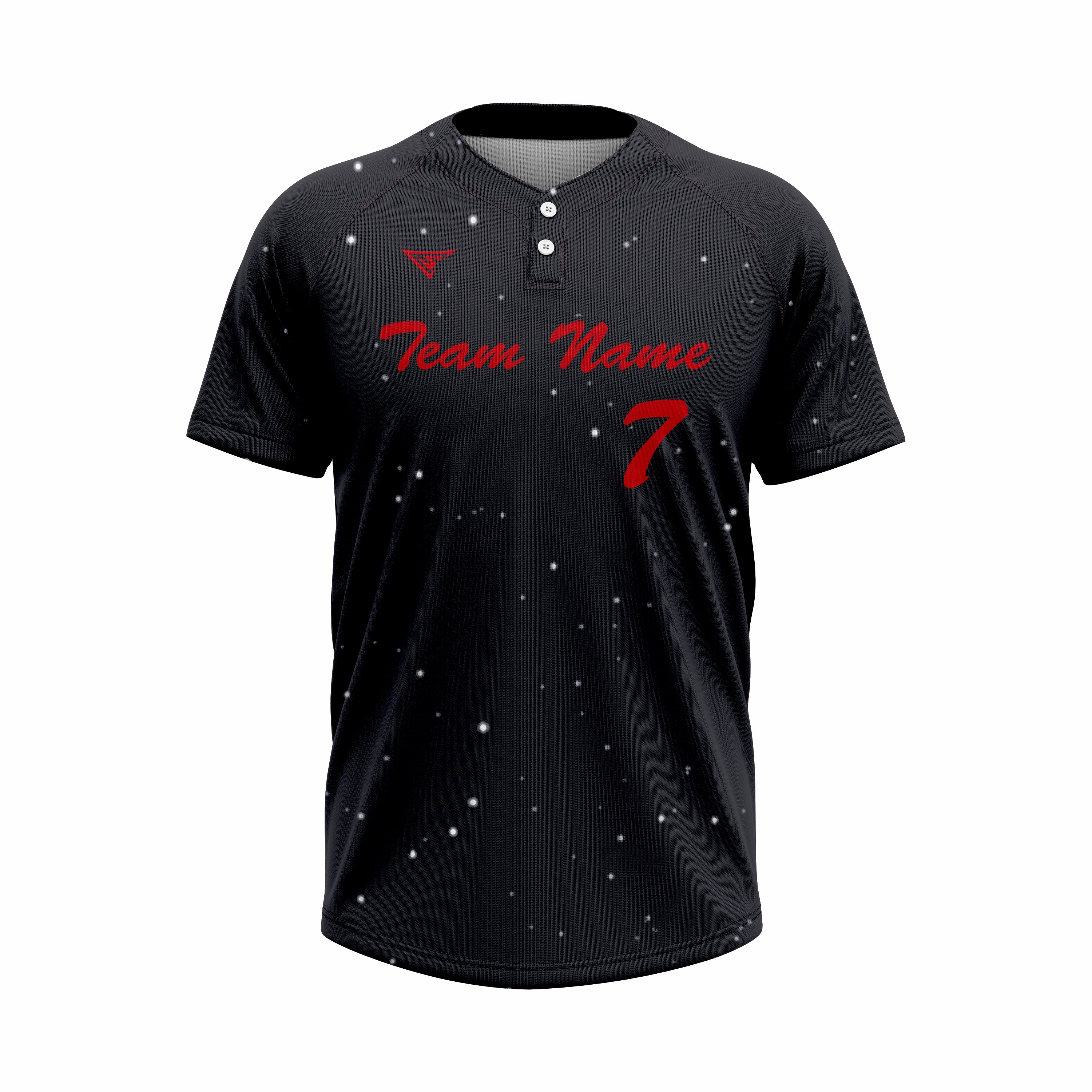 Custom Black & Red Authentic Baseball two Buttons Jersey
