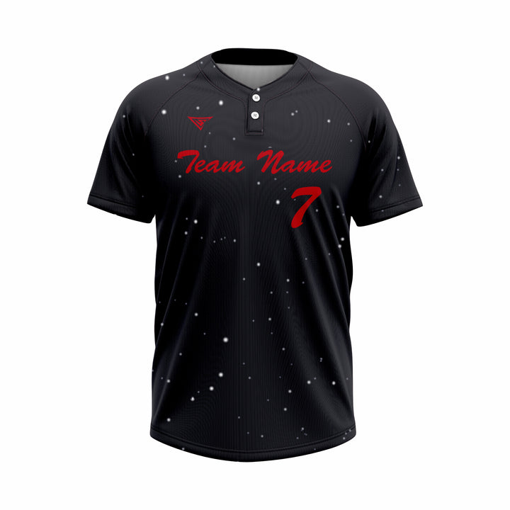 Custom Black & Red Authentic Baseball two Buttons Jersey