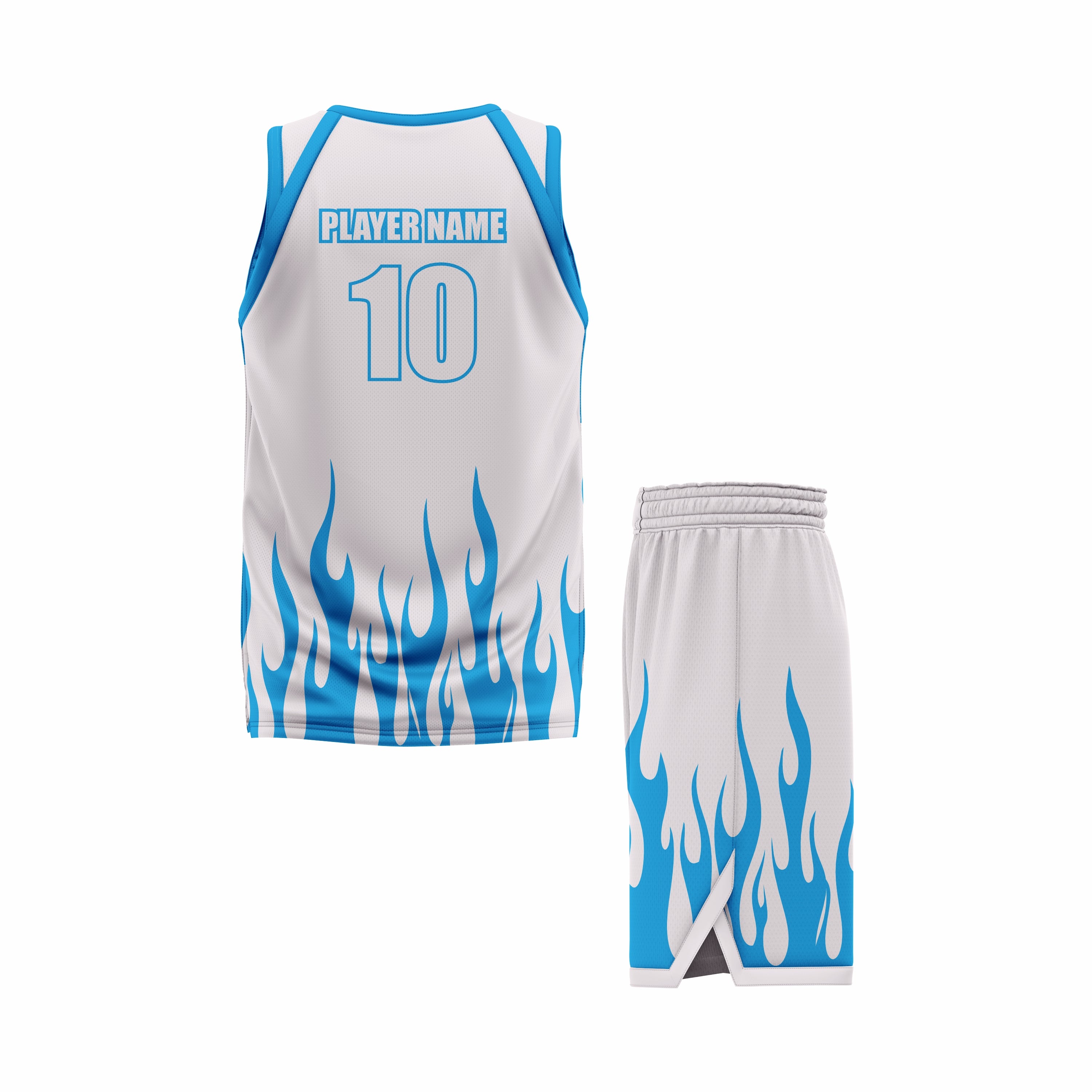 CUSTOM BLUE WHITE BASKETBALL UNIFORM