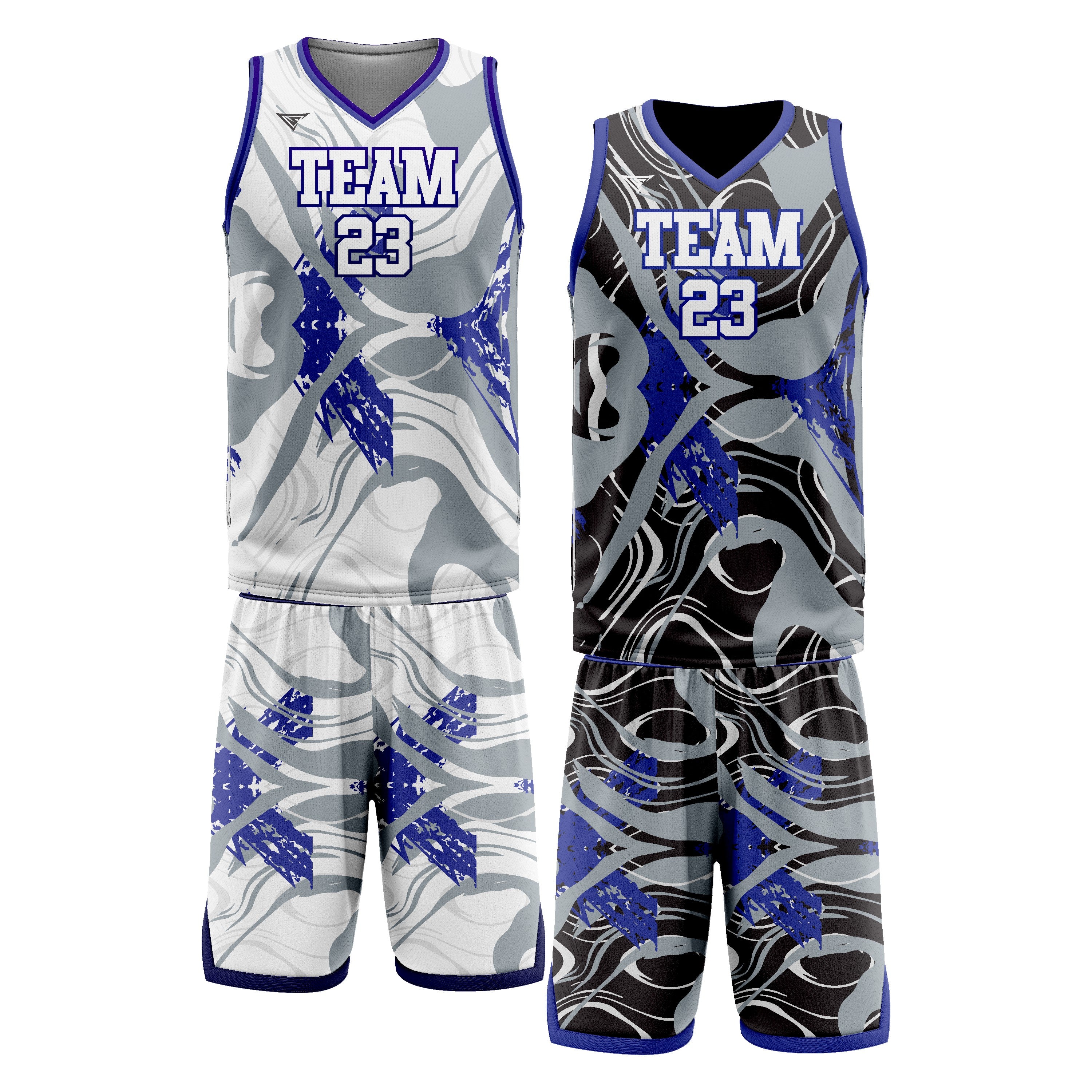 Custom Black Blue white Double Side Basketball Uniform Set | Sports Custom Uniform