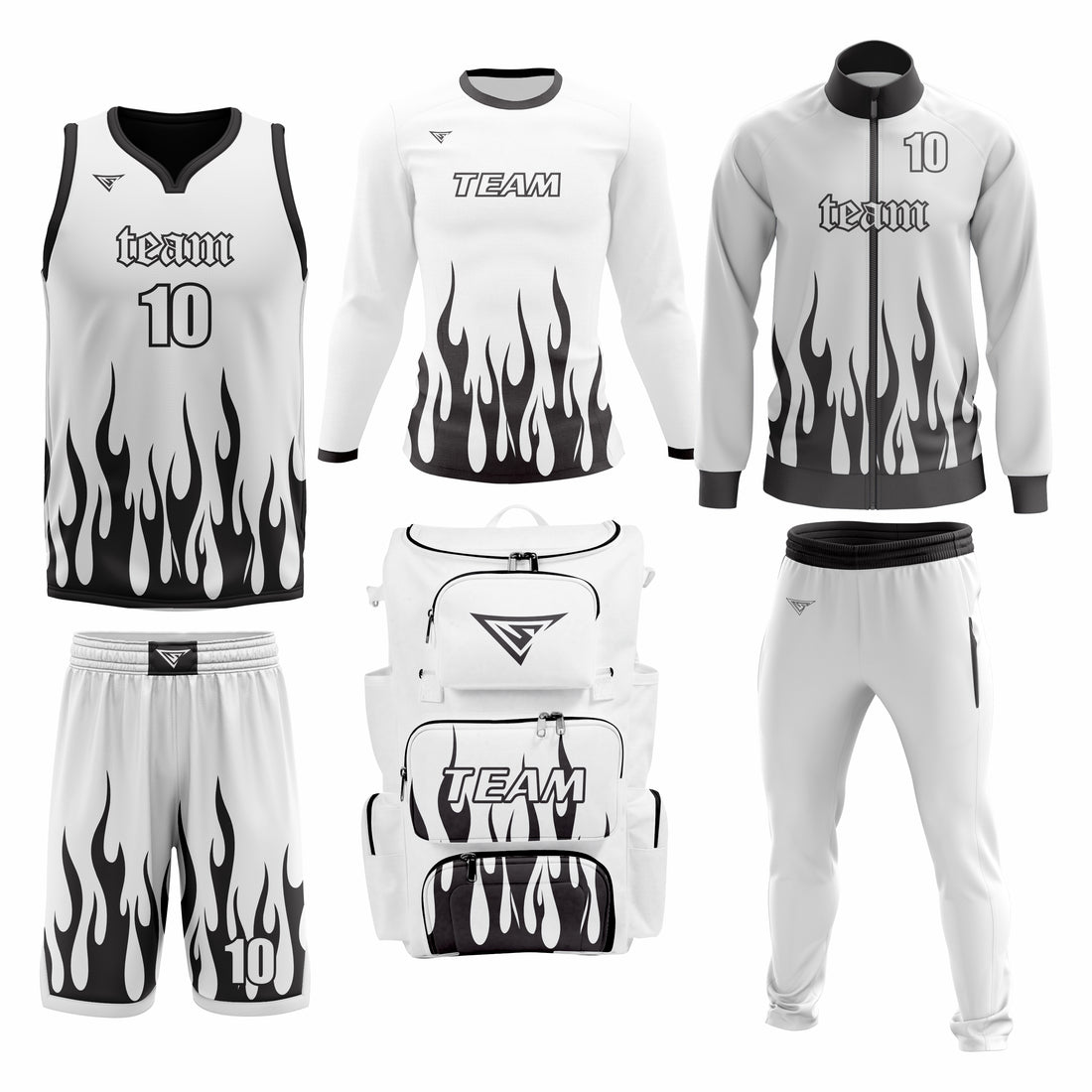 Custom White Black Basketball Team Uniform Package - All-Star