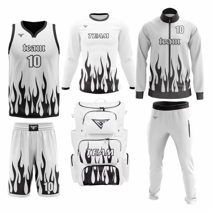 Custom White Black Basketball Team Uniform Package - All-Star