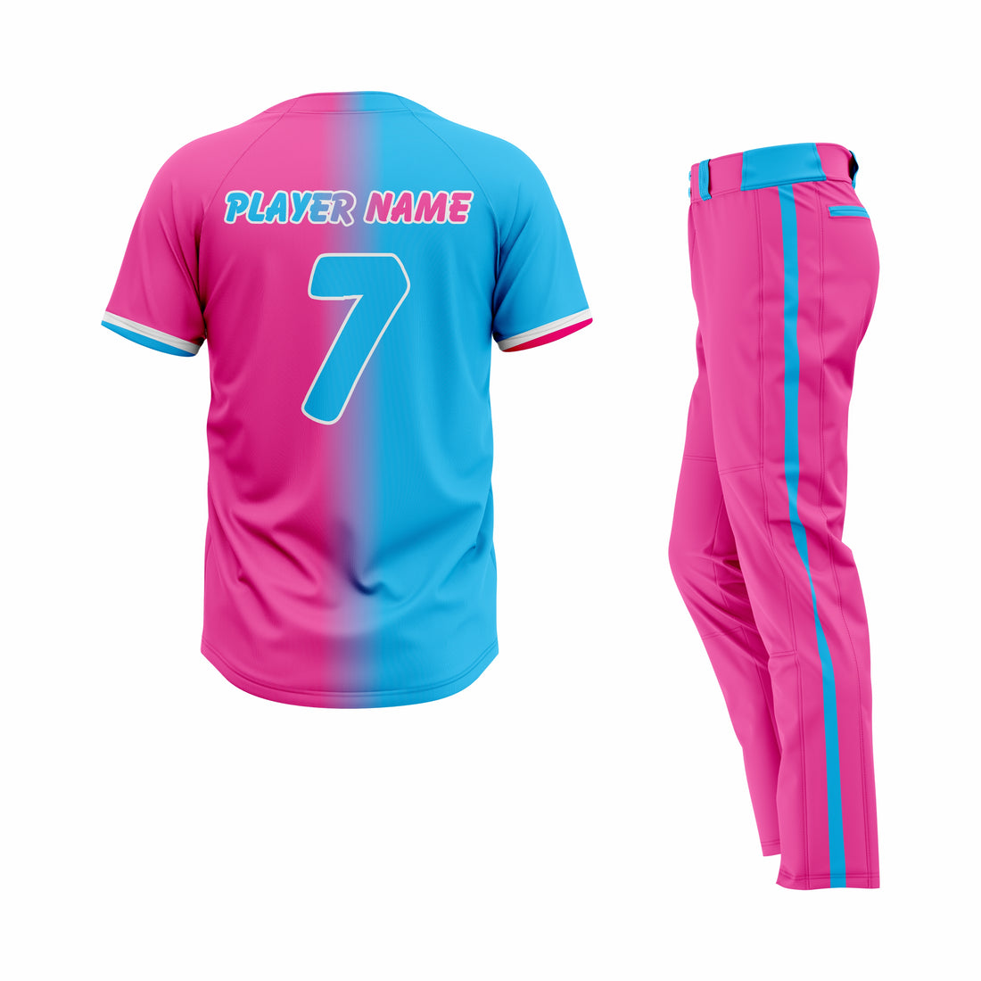 Custom Blue & Pink Authentic Softball Uniform