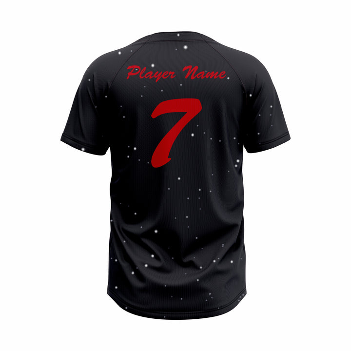 Custom Black & Red Authentic Baseball two Buttons Jersey