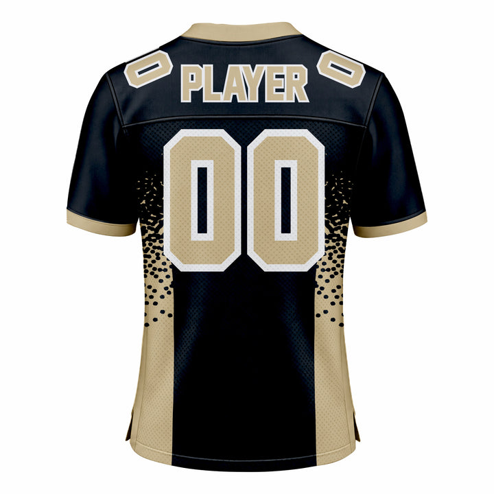 Custom Dark Blue & Muted Gold American Football Fan Jersey