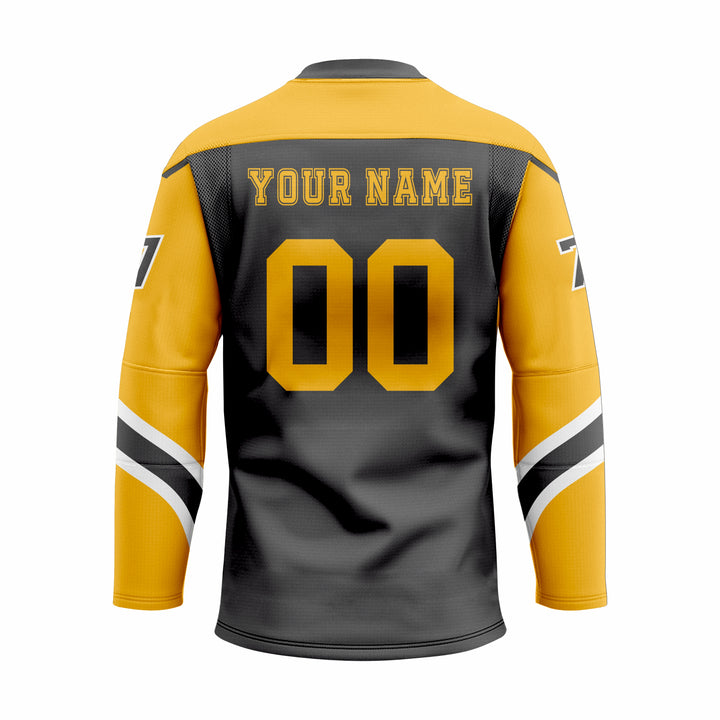 Custom Black Yellow white Laced Hockey jersey