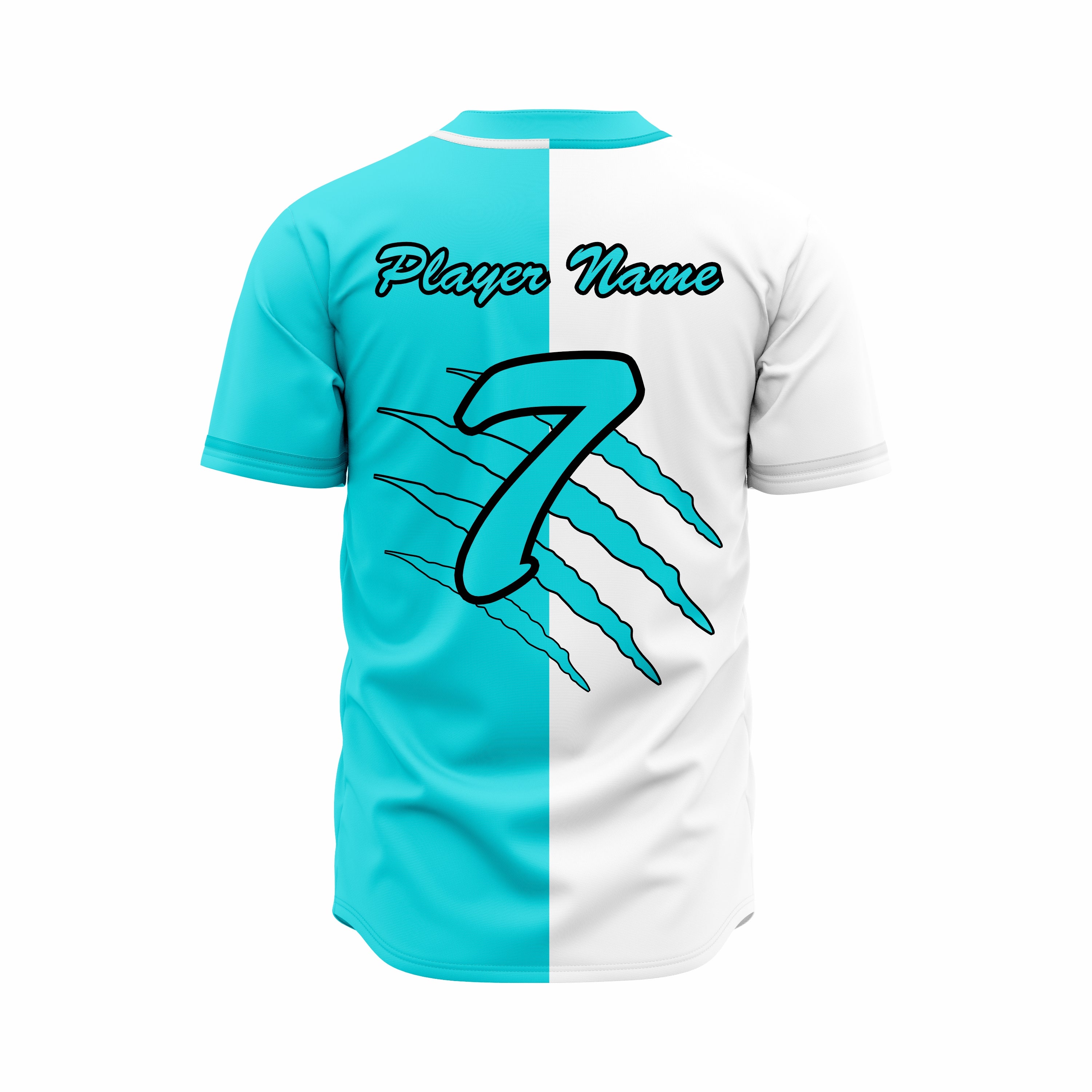 Custom White & Cyan Authentic Baseball full Buttons Jersey