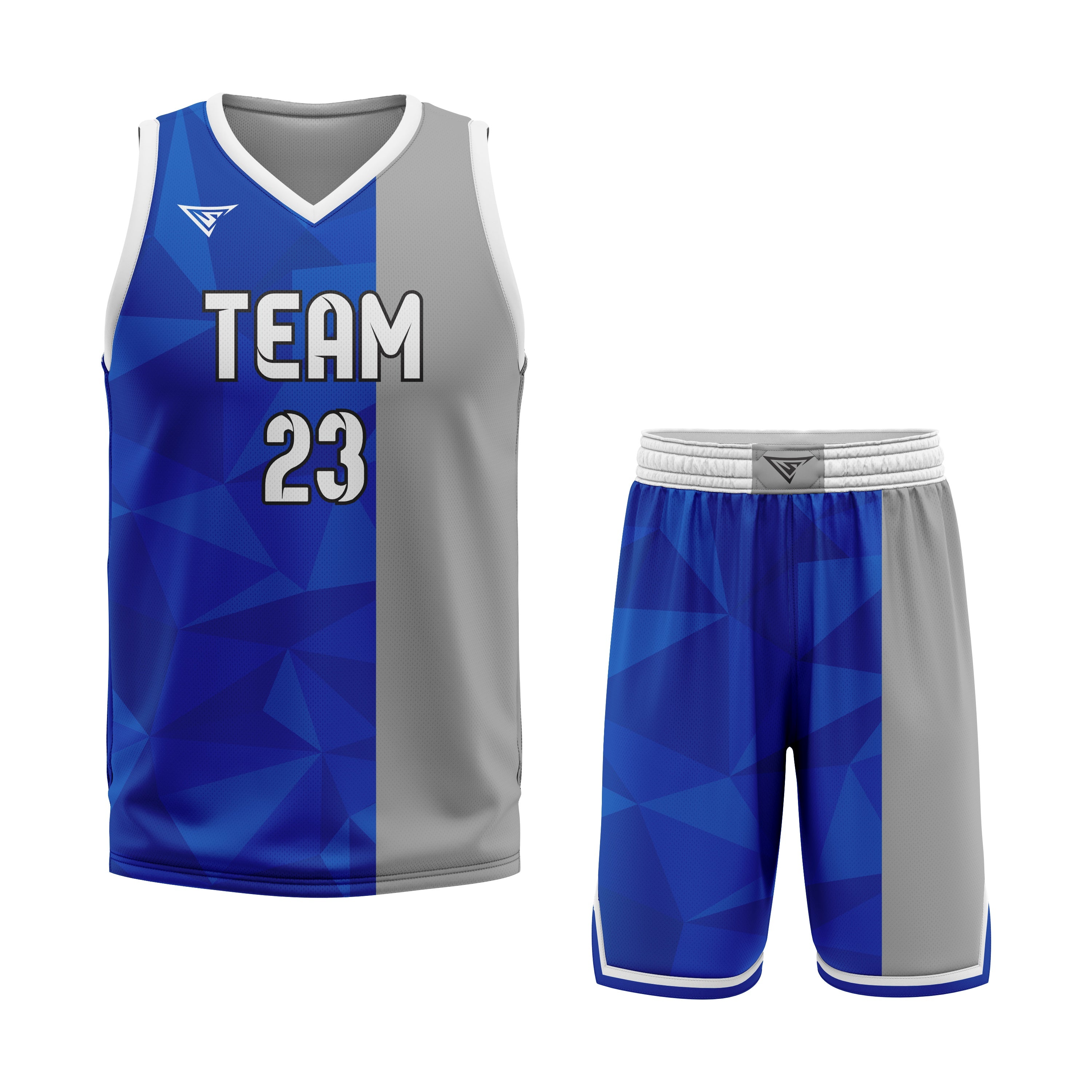 CUSTOM BLUE GREY BASKETBALL UNIFORM