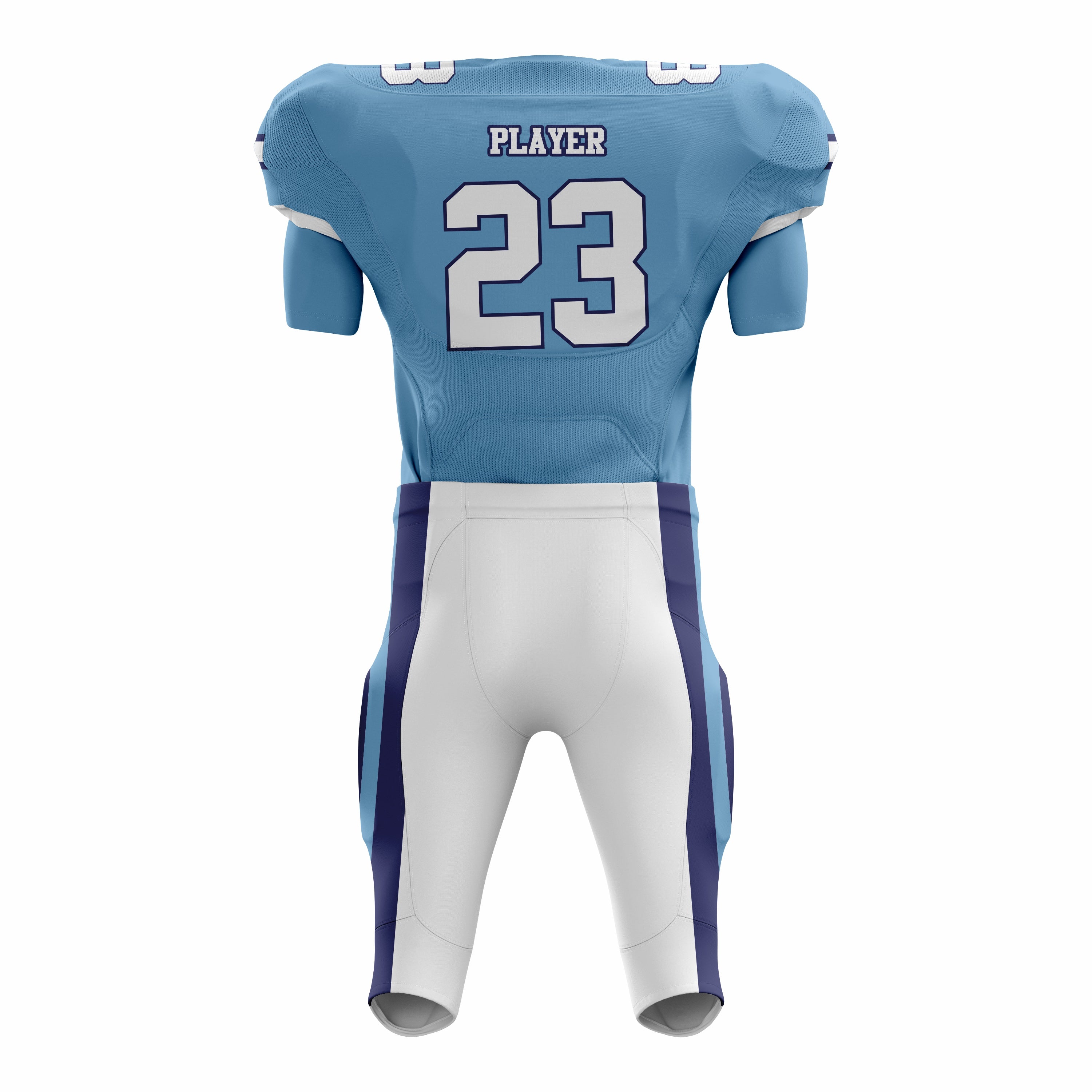 Custom Blue White American Football Uniforms with Integrated Pads