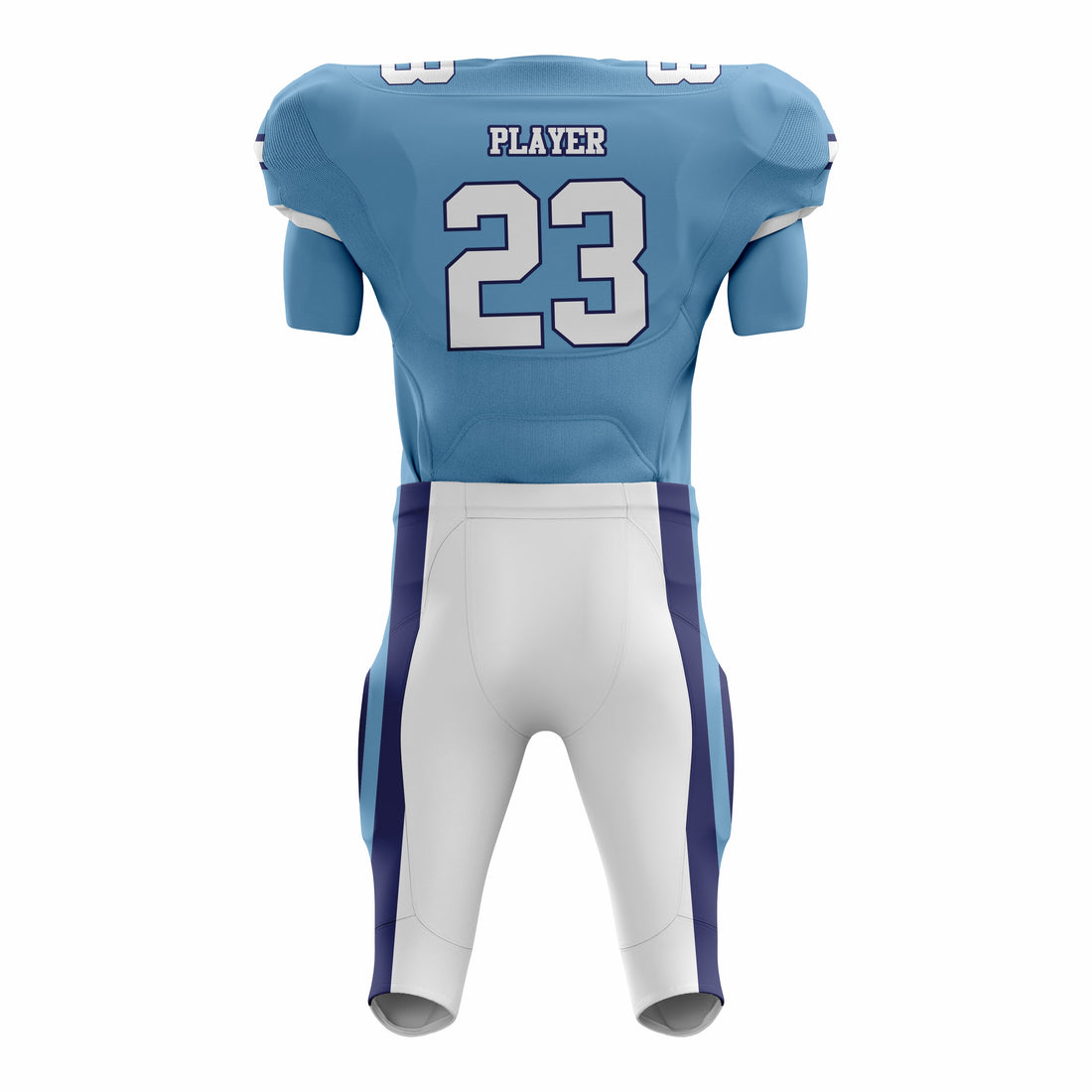 Custom Blue White American Football Uniforms with Integrated Pads