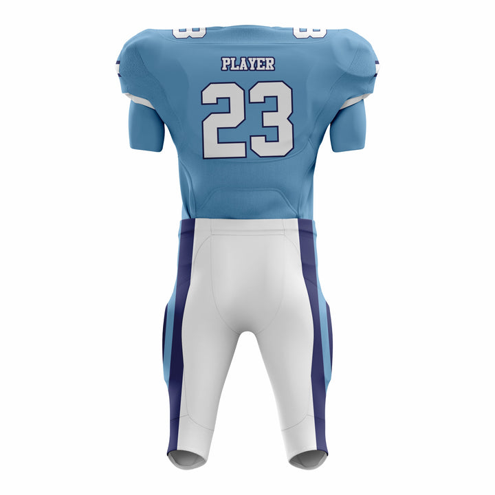 Custom Blue White American Football Uniforms with Integrated Pads