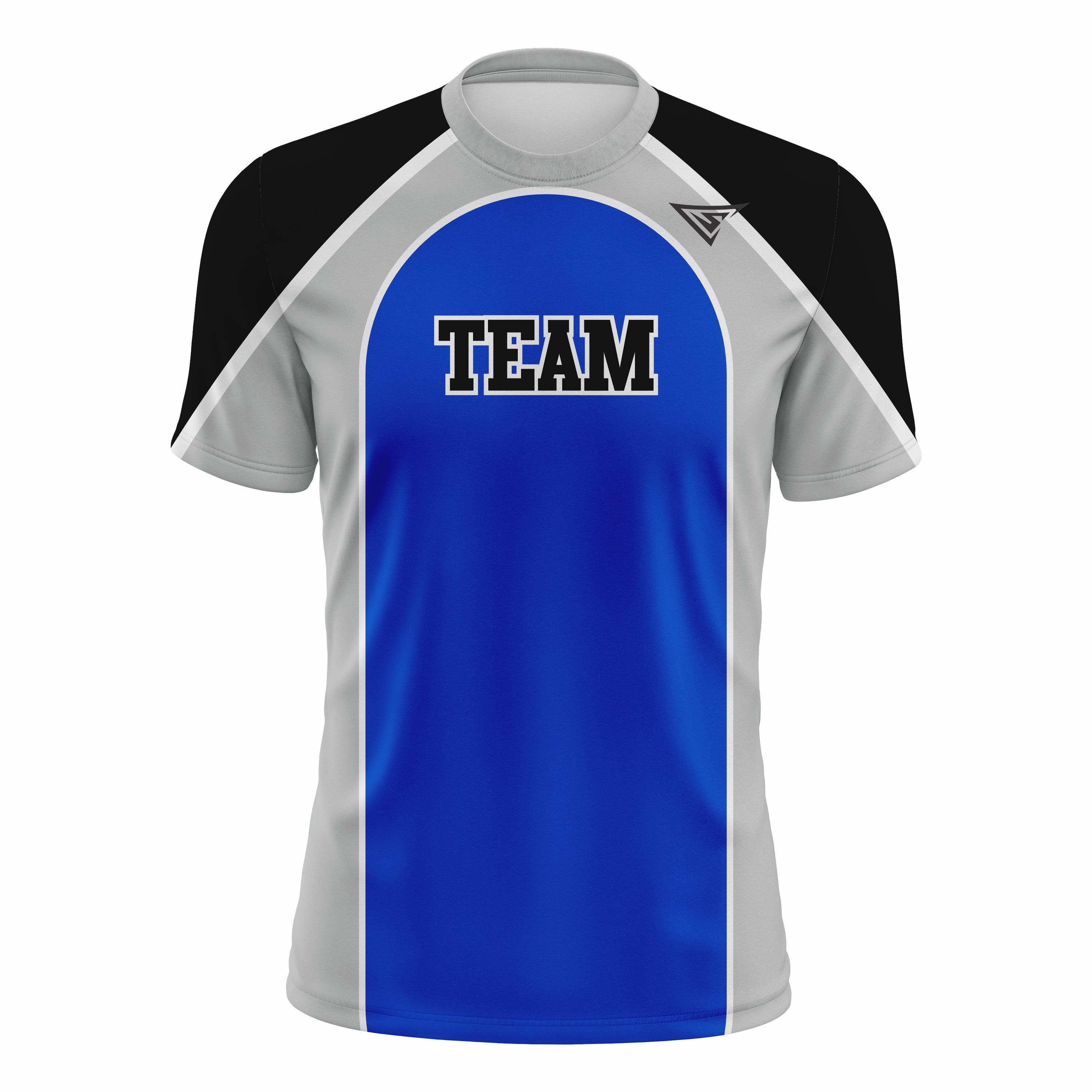 Custom Blue, Grey & Black Crew Neck Softball Jerseys